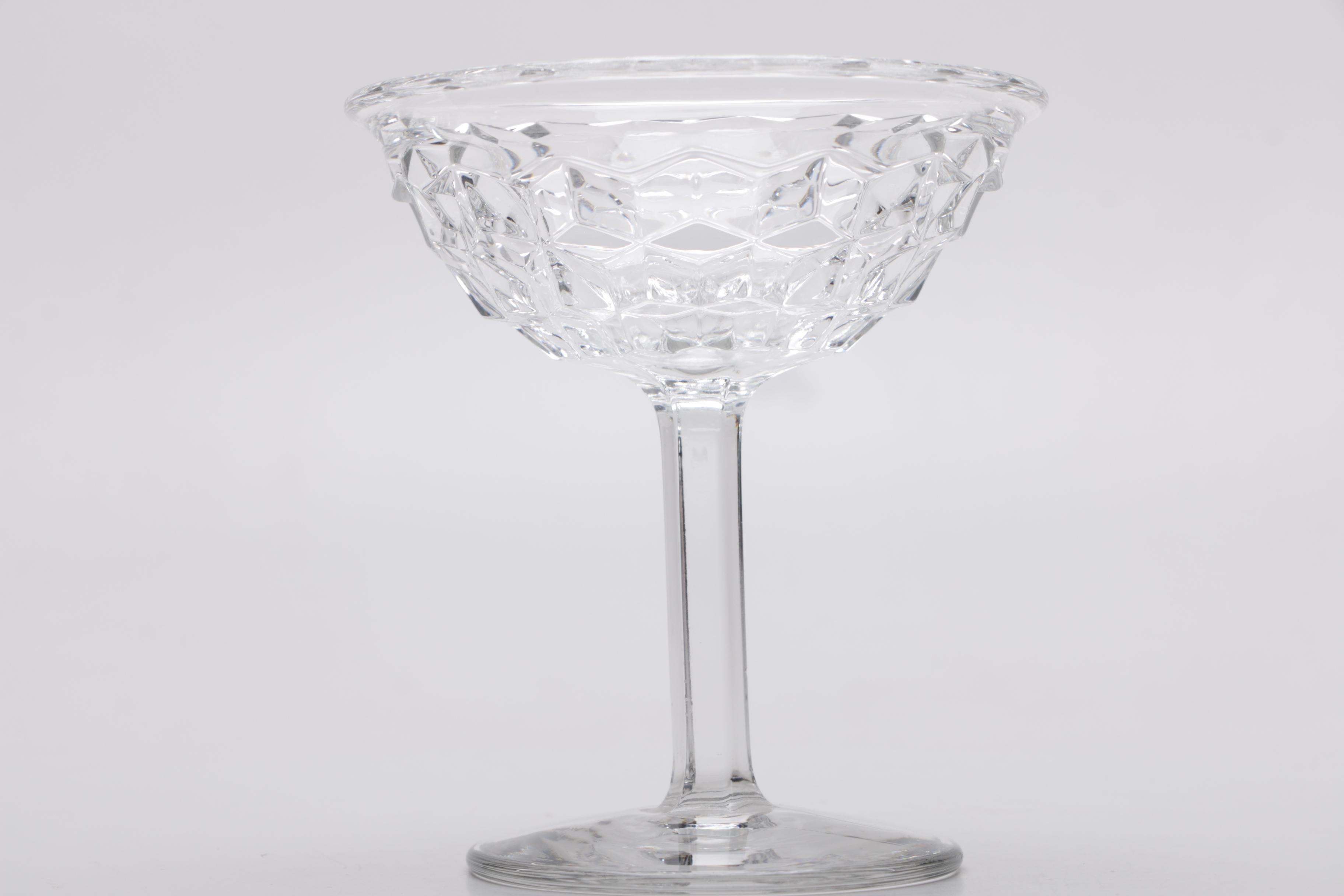Set of Six Pressed Glass Champagne Coupes by Fostoria