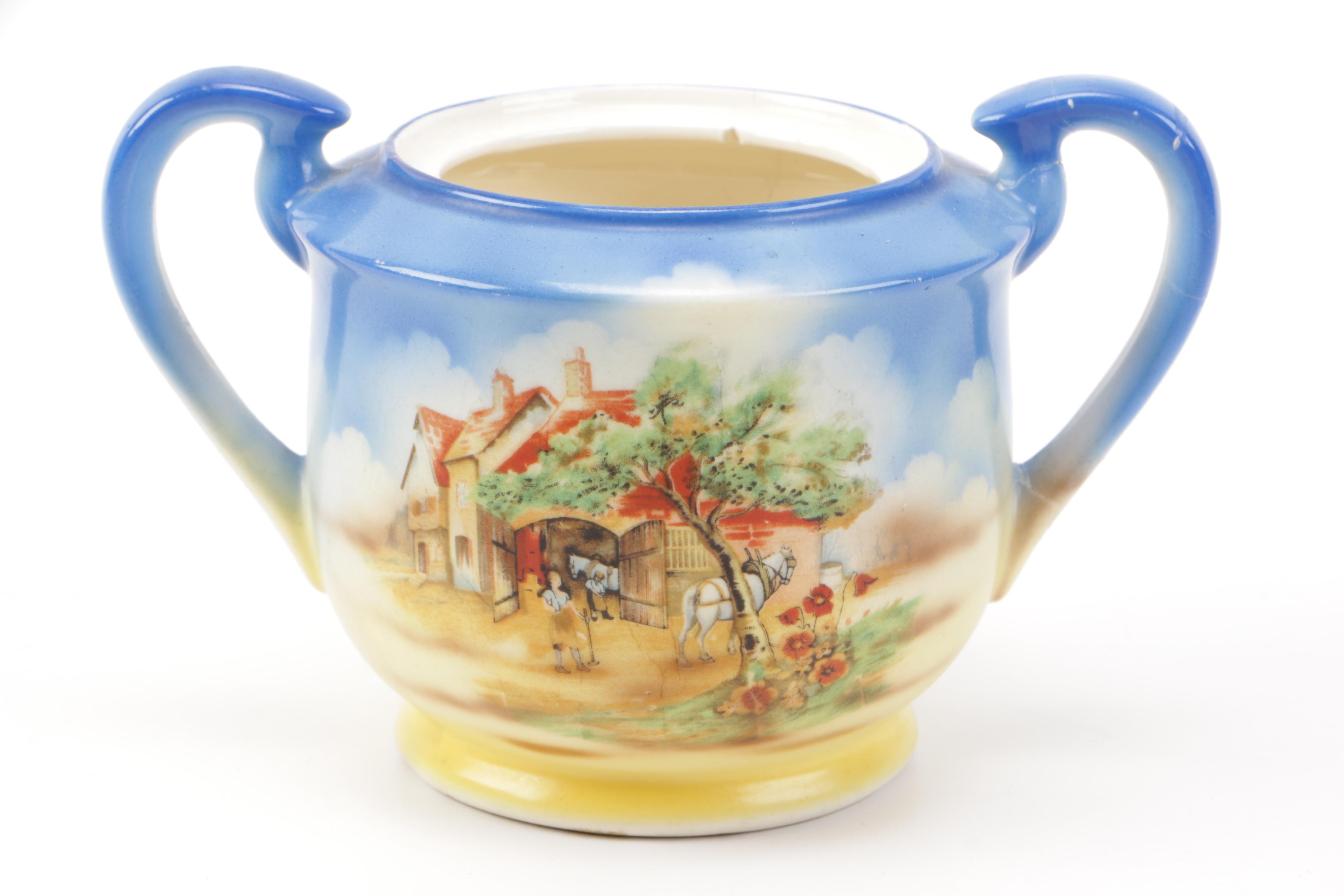 Painted Teapot and Sugar Bowl