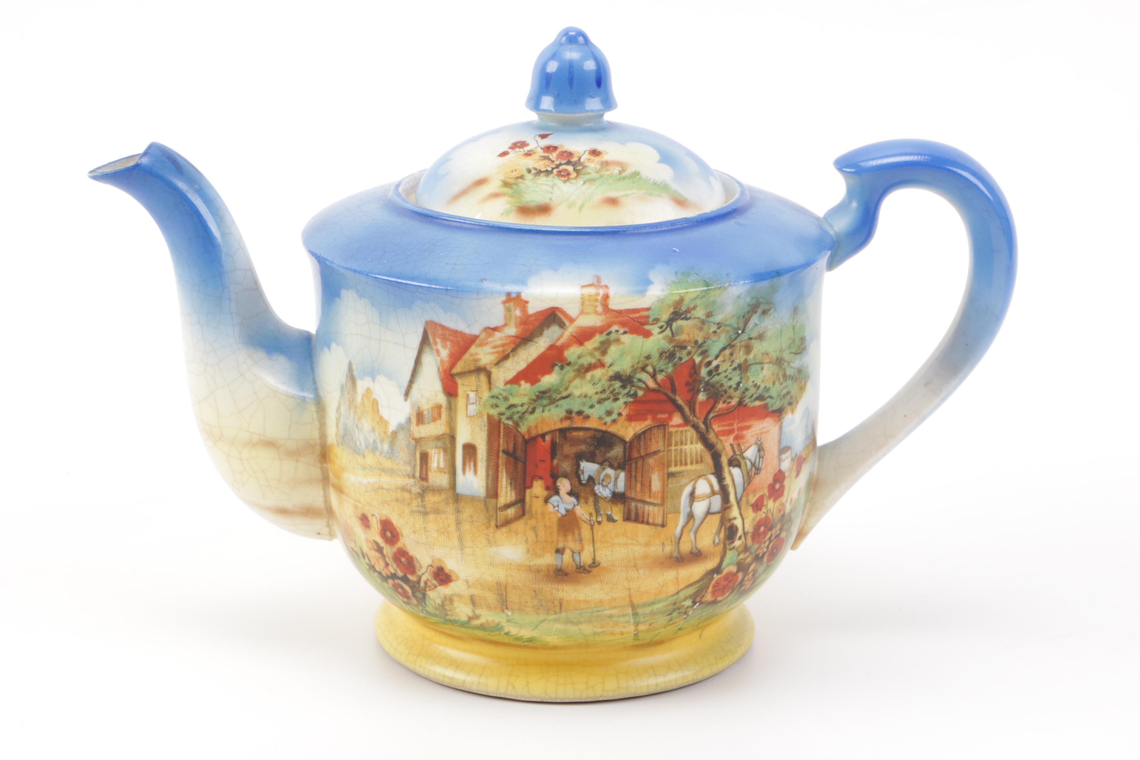 Painted Teapot and Sugar Bowl
