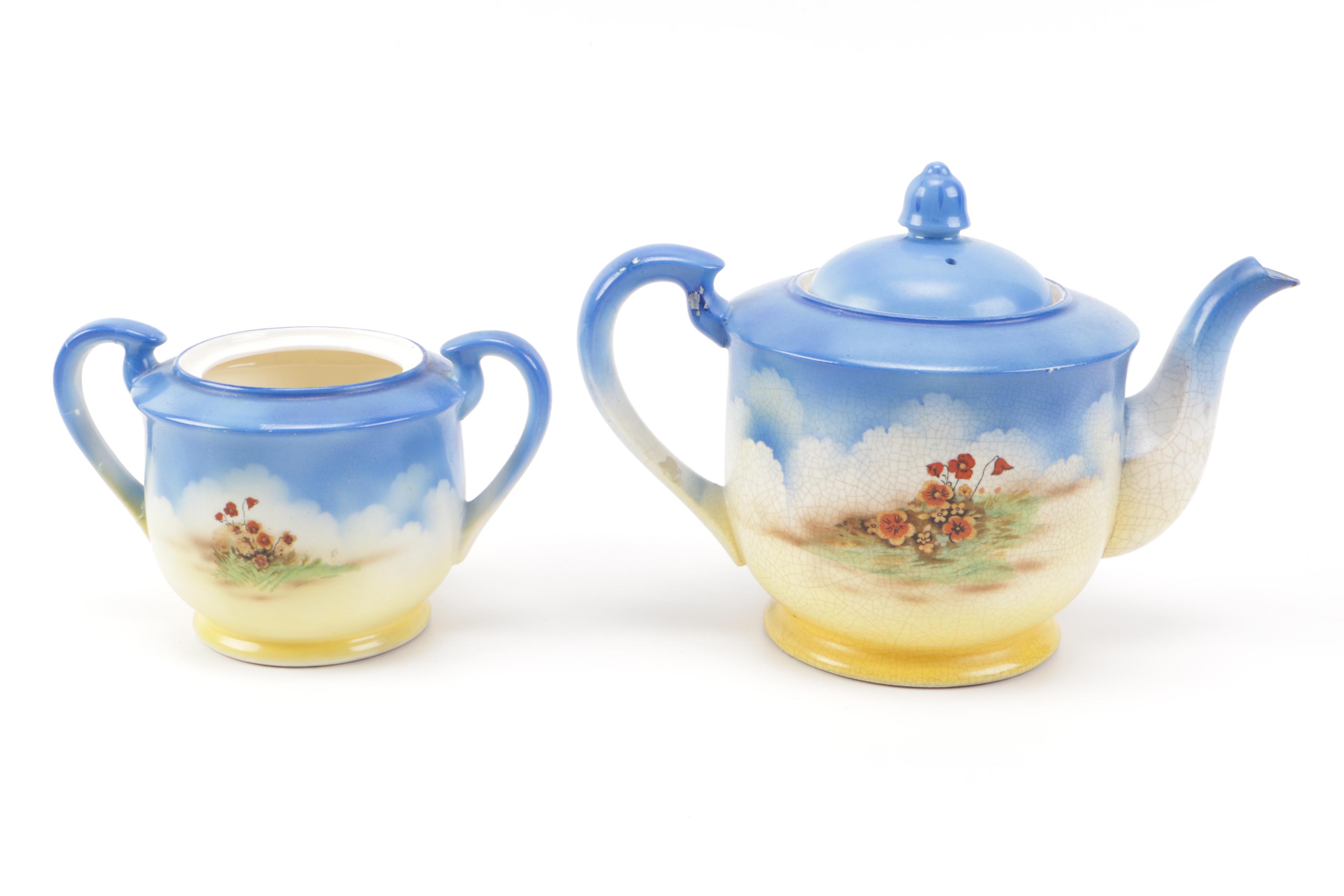 Painted Teapot and Sugar Bowl