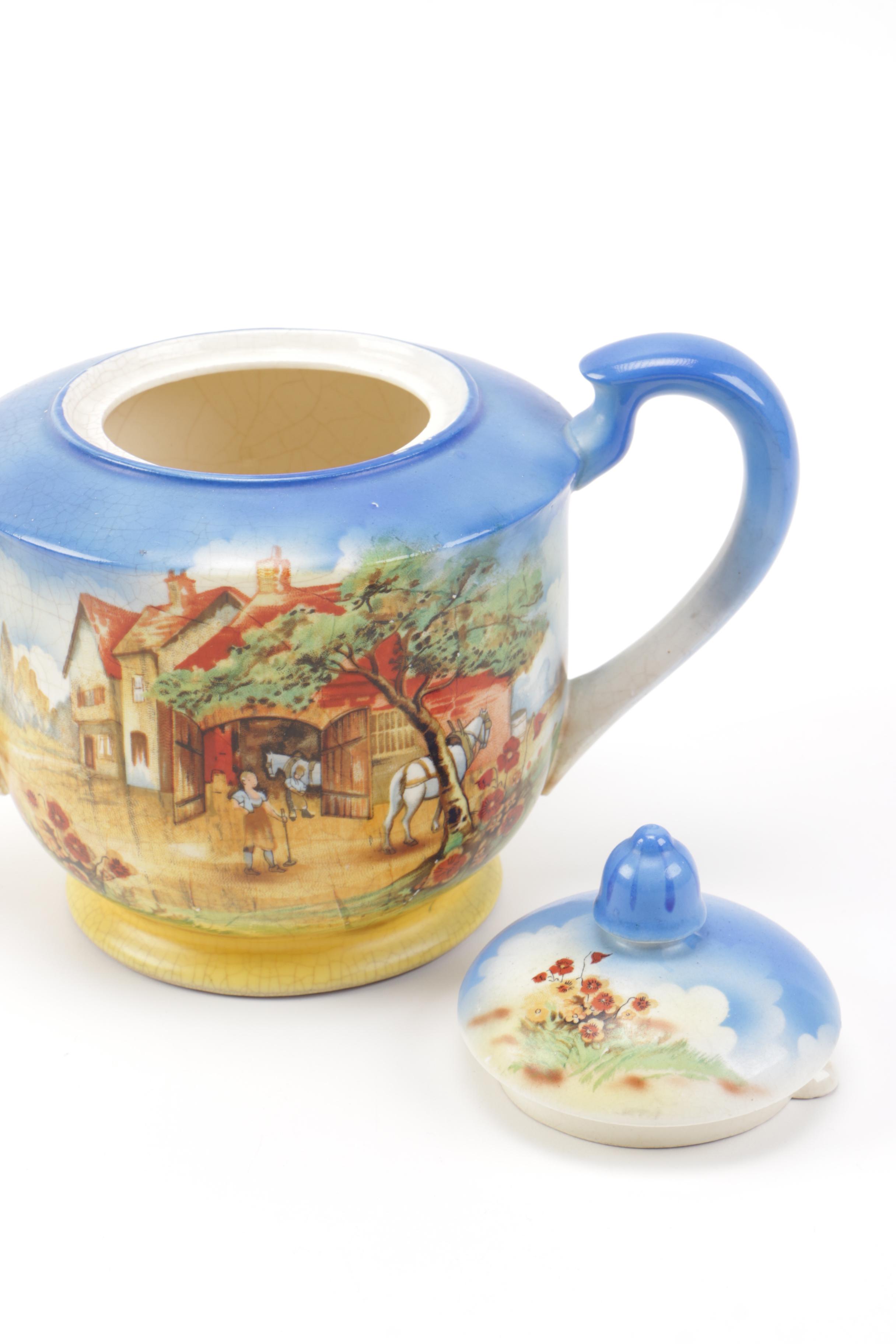 Painted Teapot and Sugar Bowl