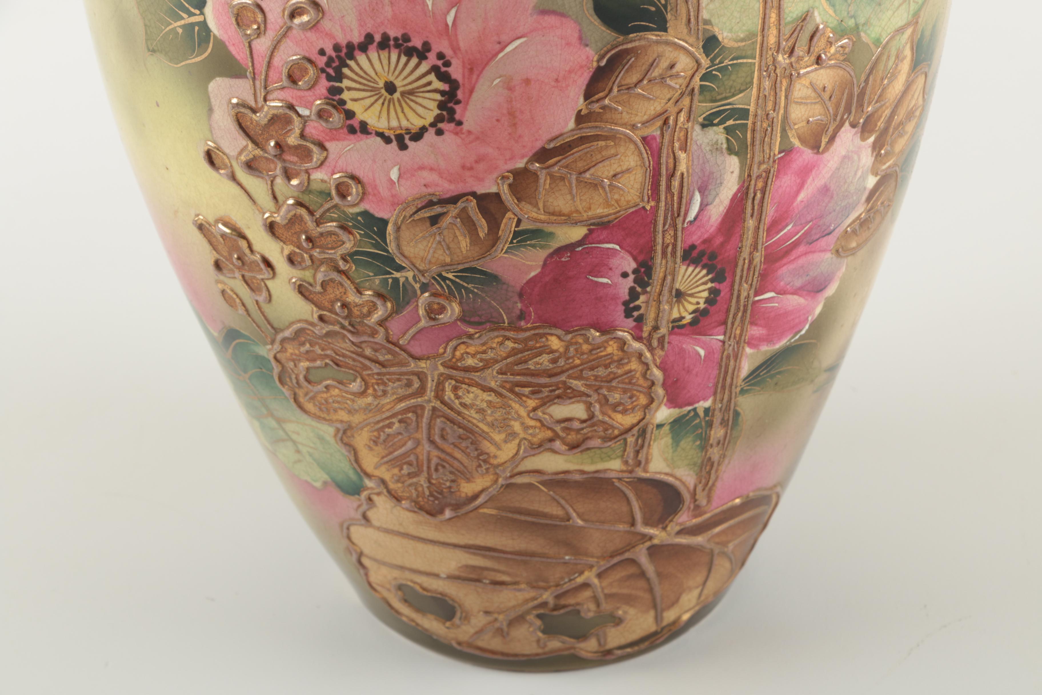 Vintage Hand Painted Ceramic Moriage Vase