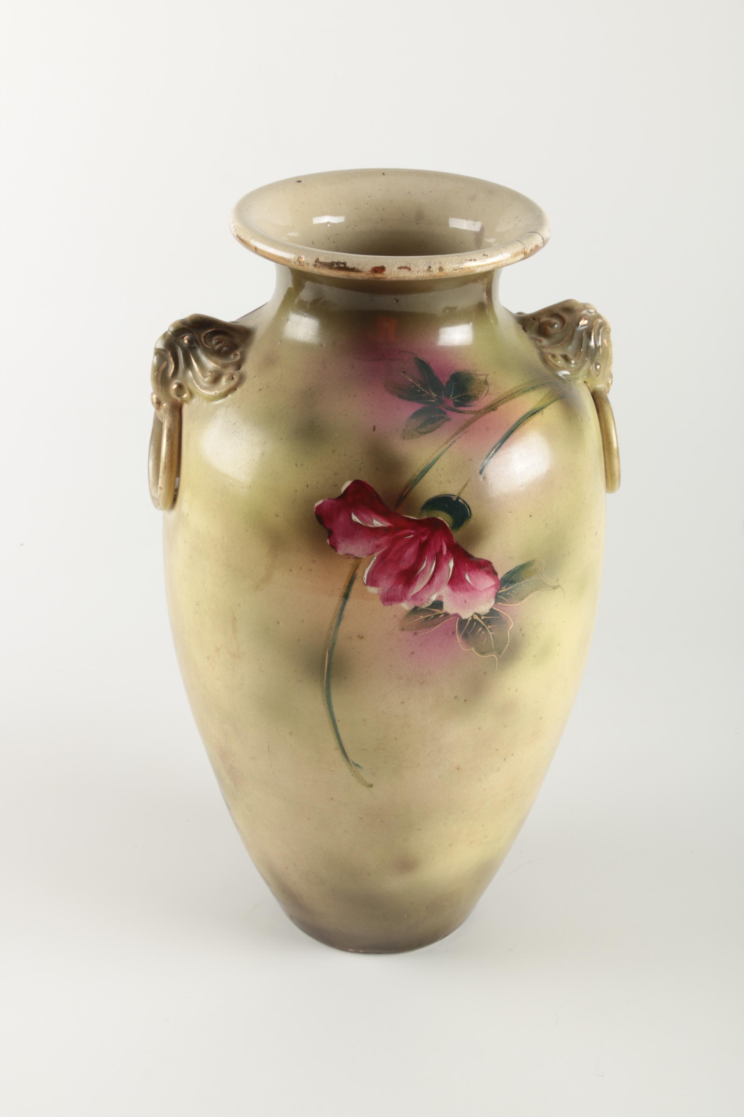 Vintage Hand Painted Ceramic Moriage Vase