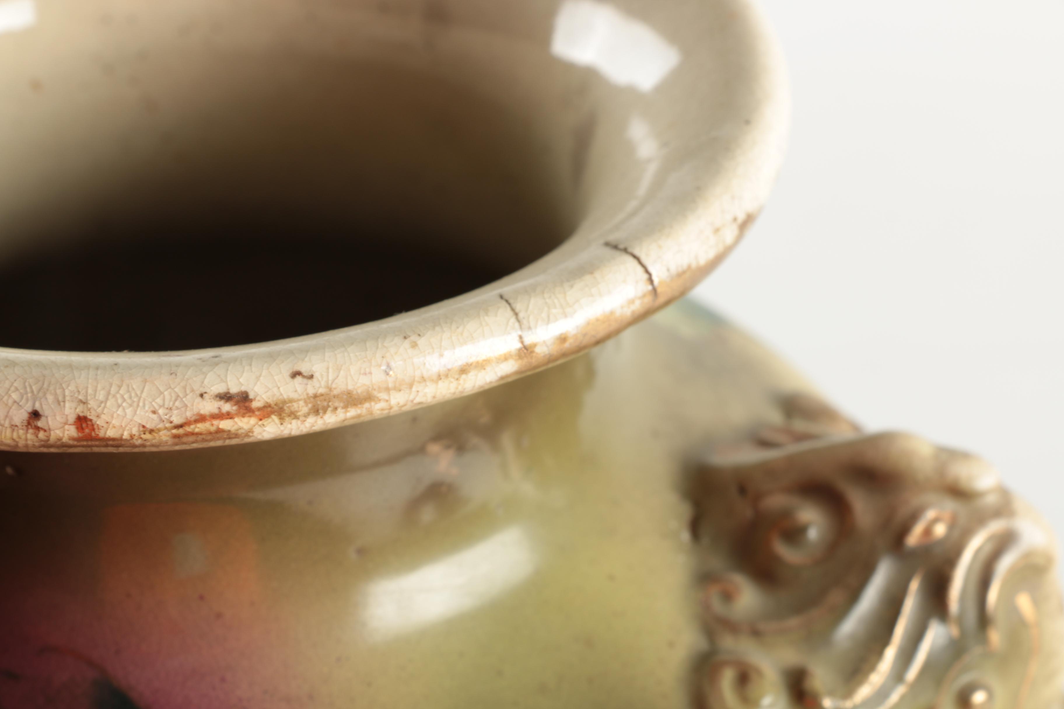 Vintage Hand Painted Ceramic Moriage Vase