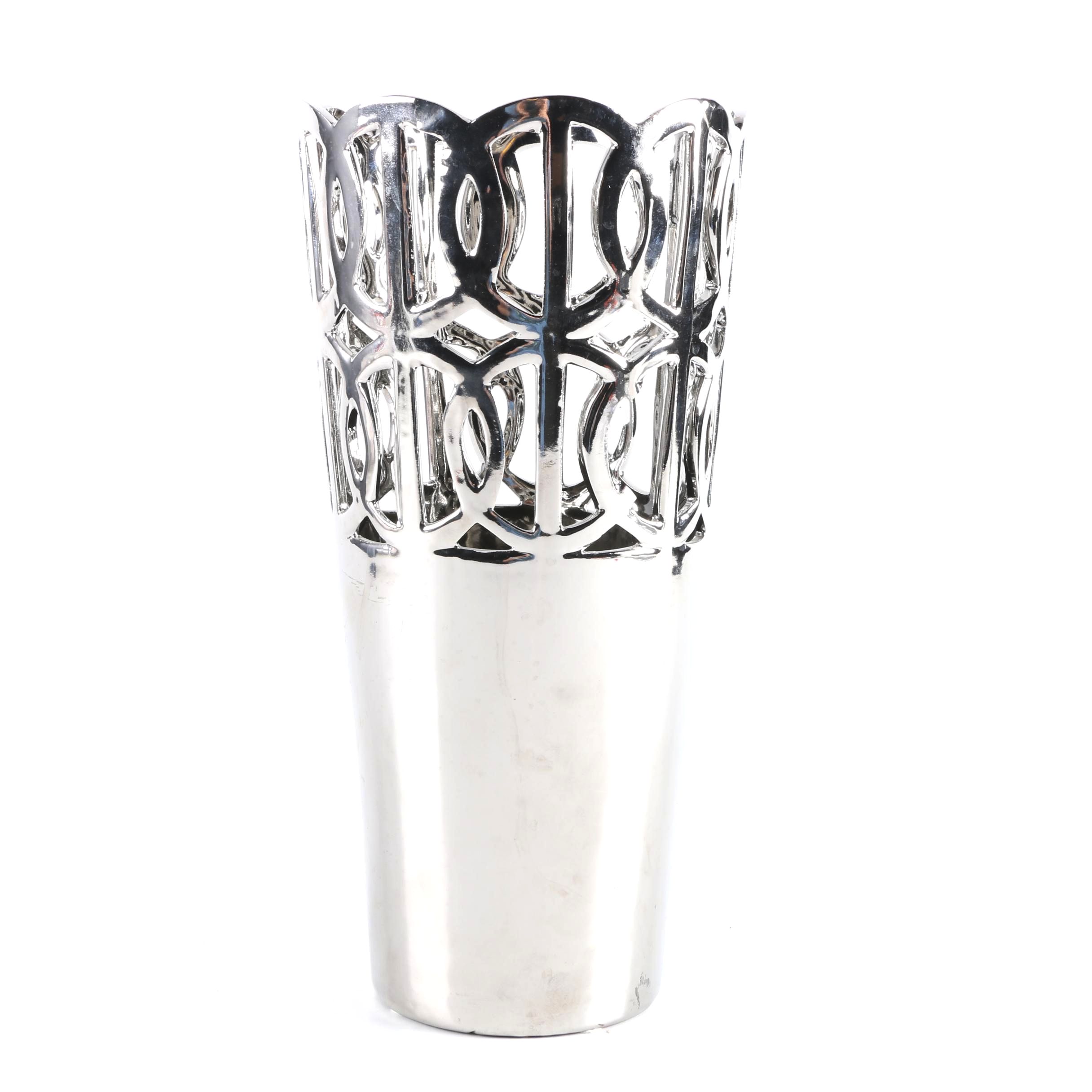 Three Hands Corp. Chrome Finished Vase