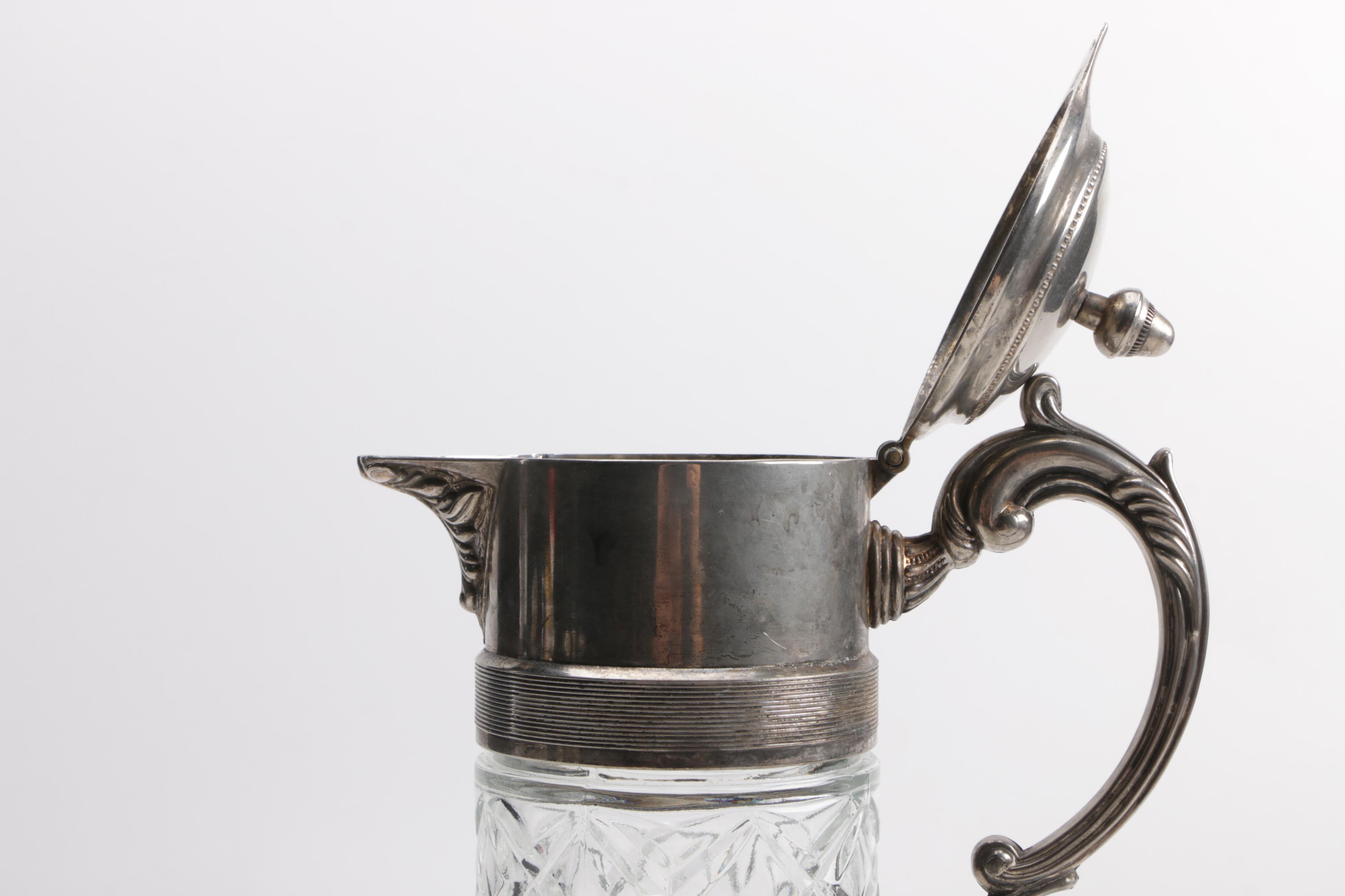 Glass and Metallic Cordial Glasses and Pitcher