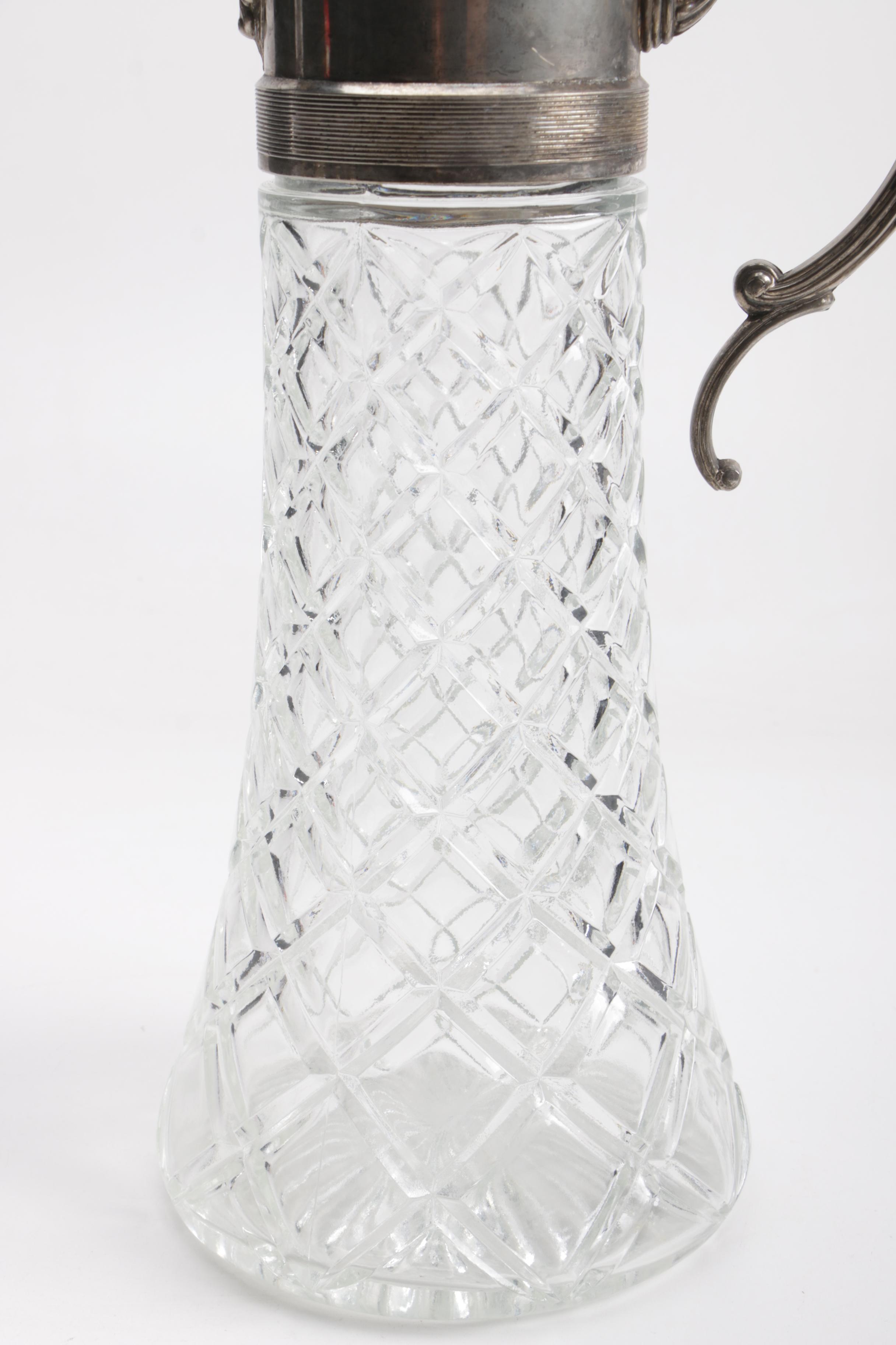 Glass and Metallic Cordial Glasses and Pitcher