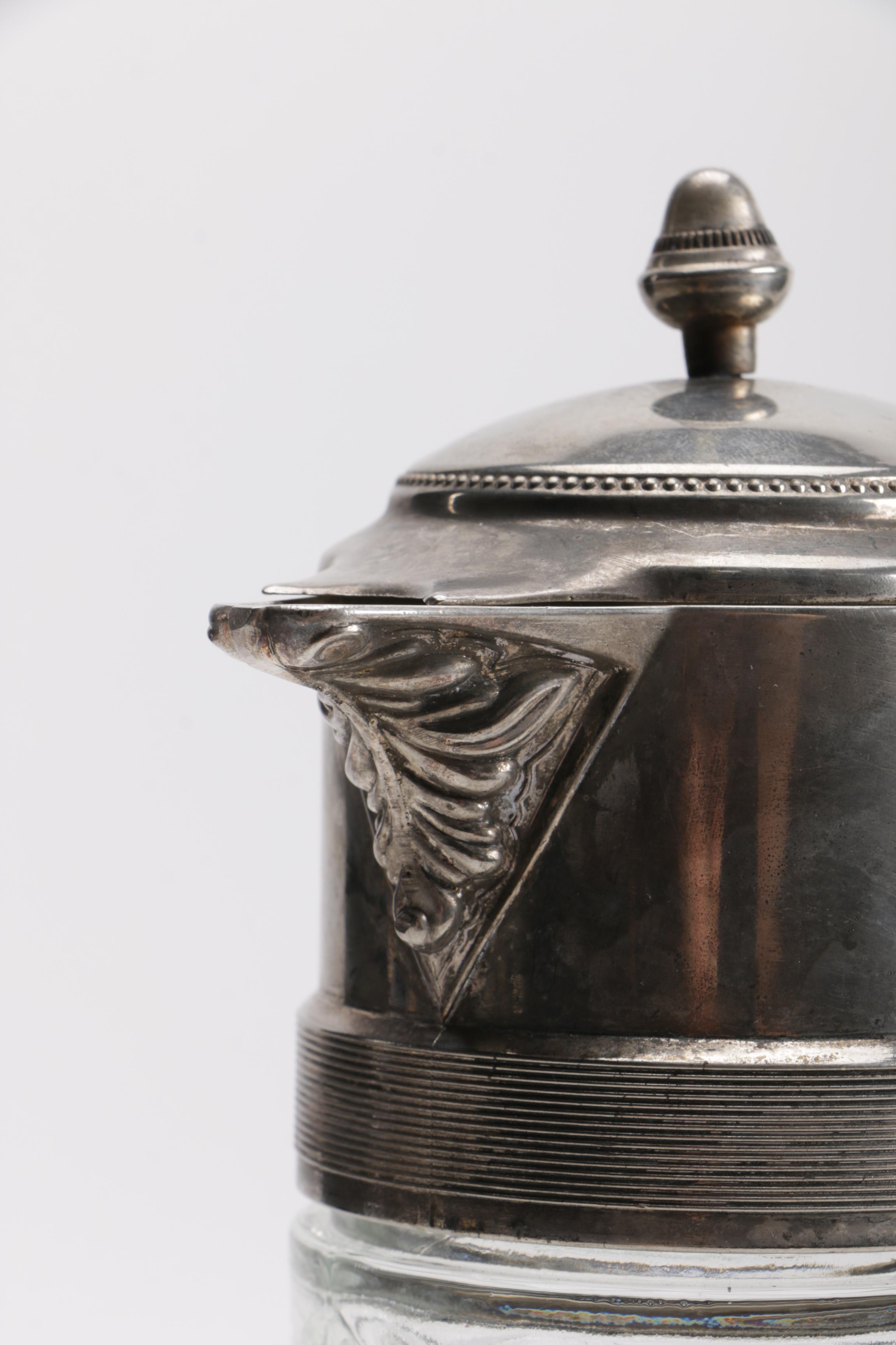 Glass and Metallic Cordial Glasses and Pitcher