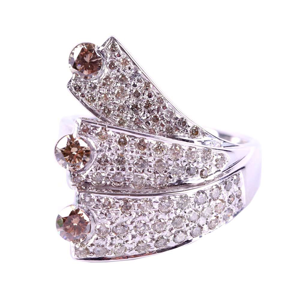 14K White Gold and Diamond Spray Ring