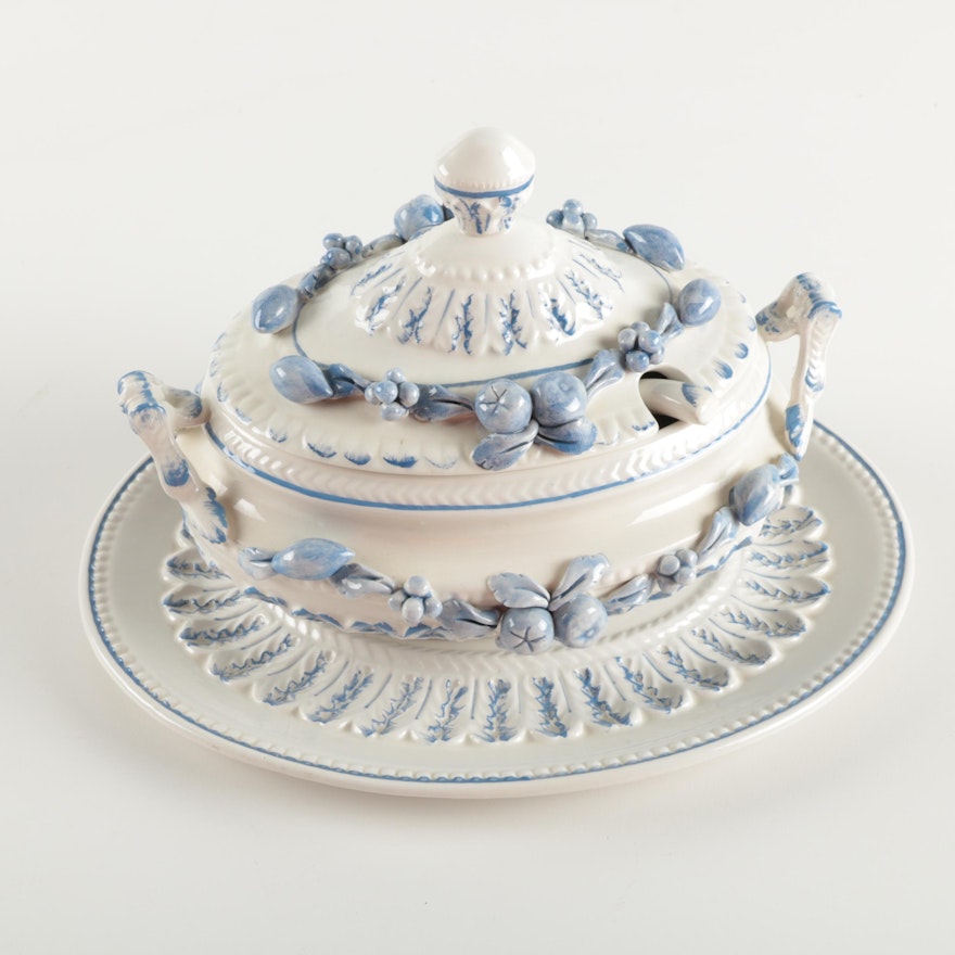 Italian J. W. Co. Ceramic Tureen and Platter