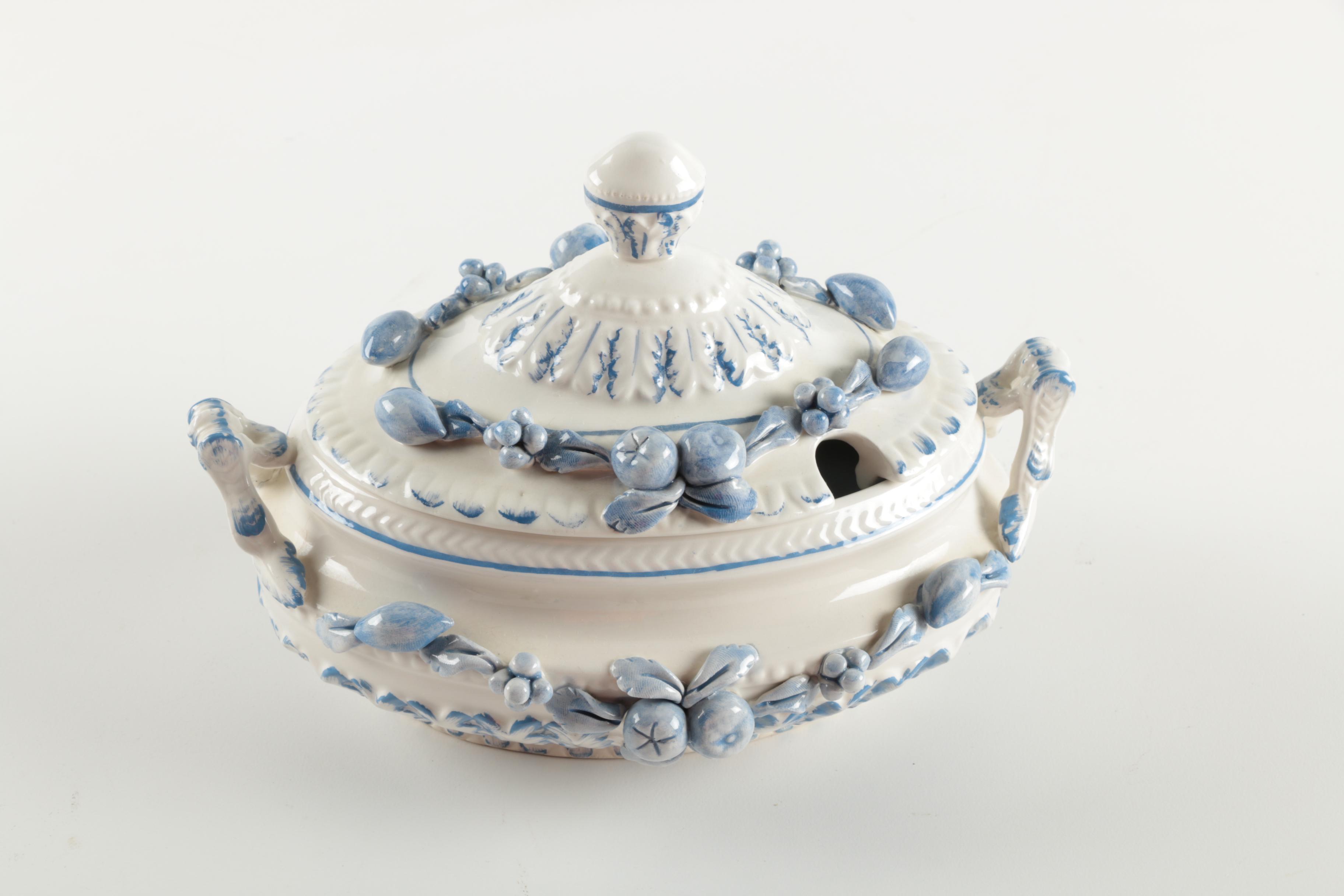 Italian J. W. Co. Ceramic Tureen and Platter