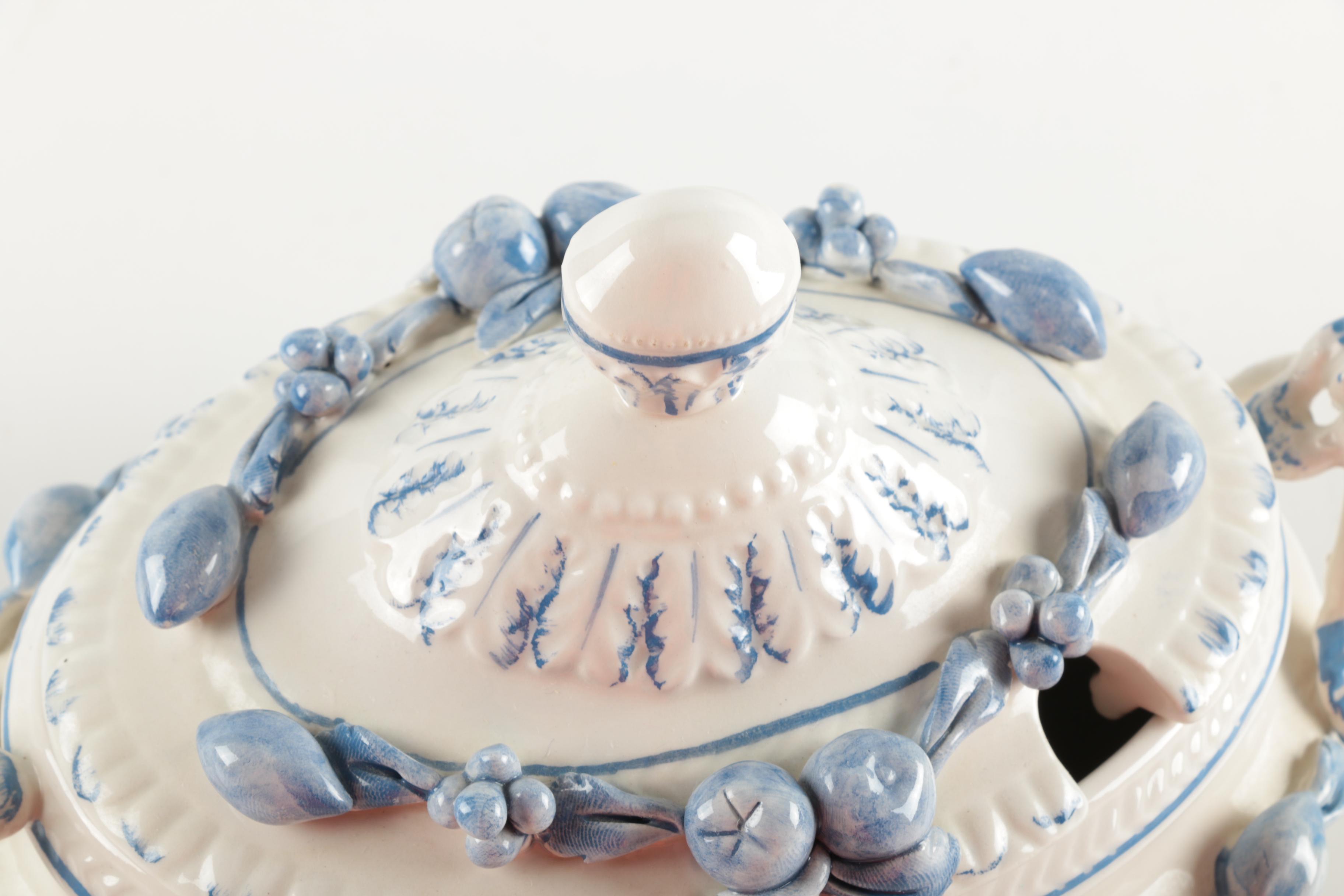 Italian J. W. Co. Ceramic Tureen and Platter