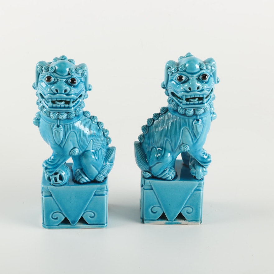 Chinese Ceramic Guardian Lion Figurines