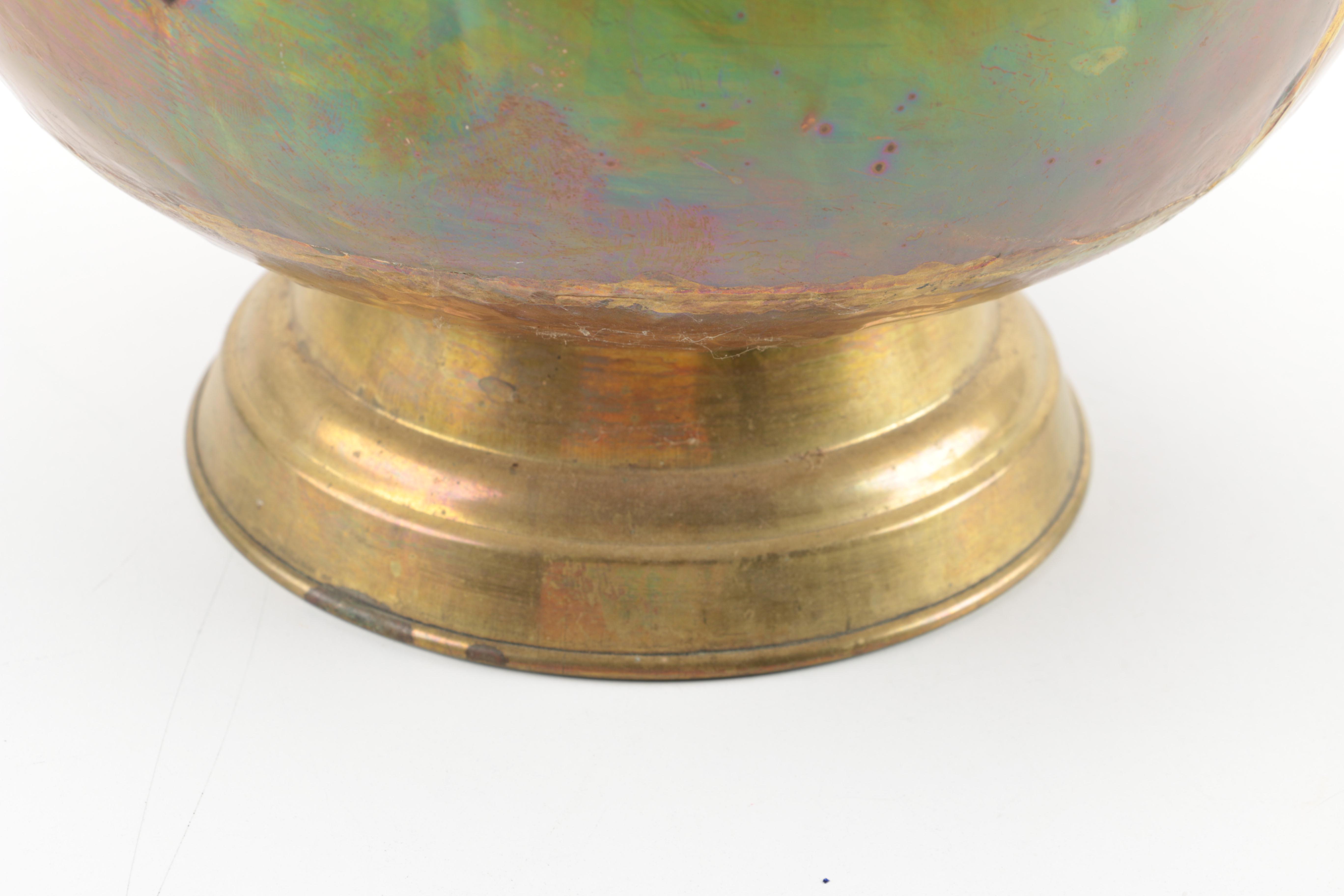 Vintage Copper Coal Scuttle with Ceramic Handle