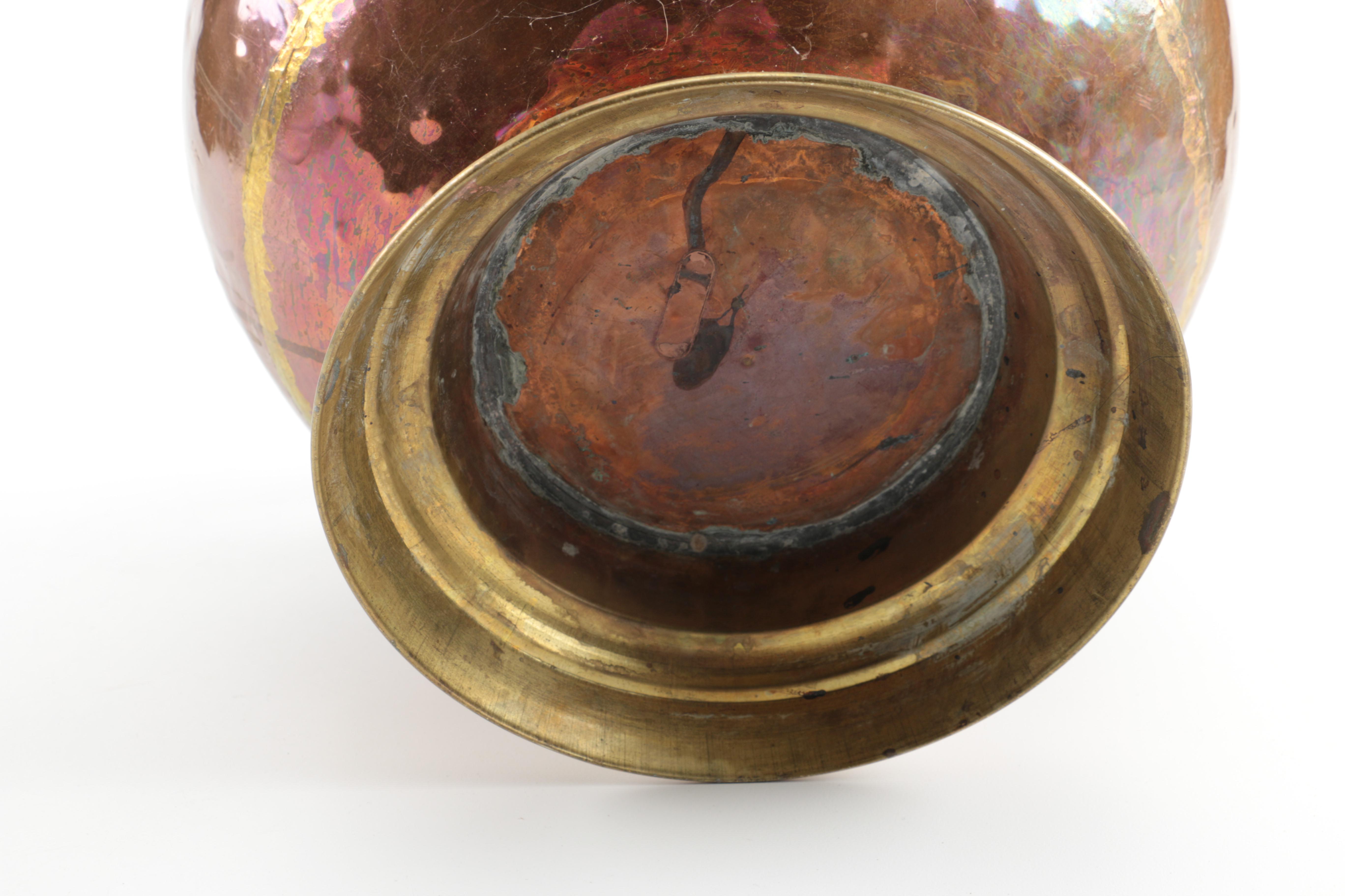 Vintage Copper Coal Scuttle with Ceramic Handle