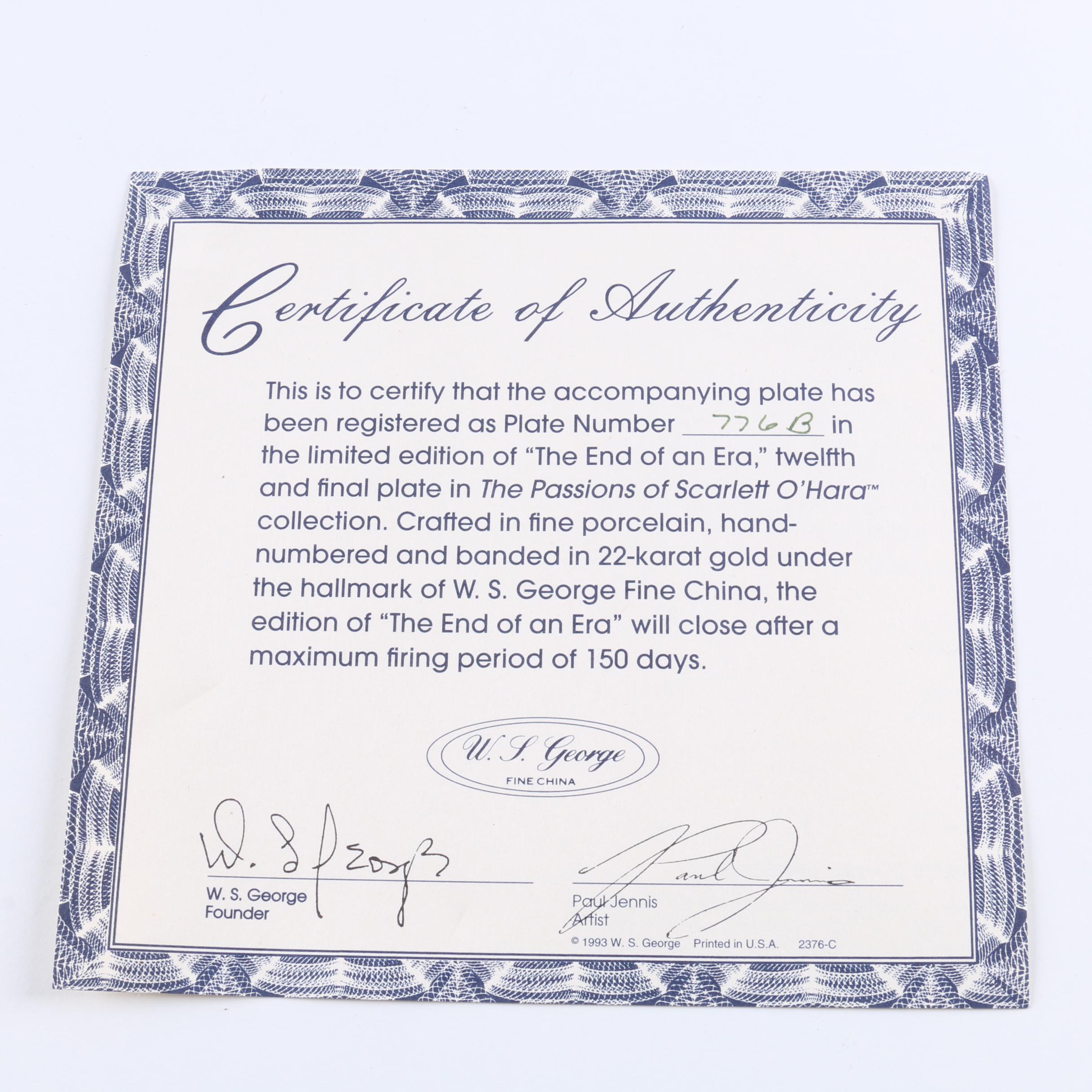 W.S. George "Gone with the Wind" Limited Edition Commemorative Plates