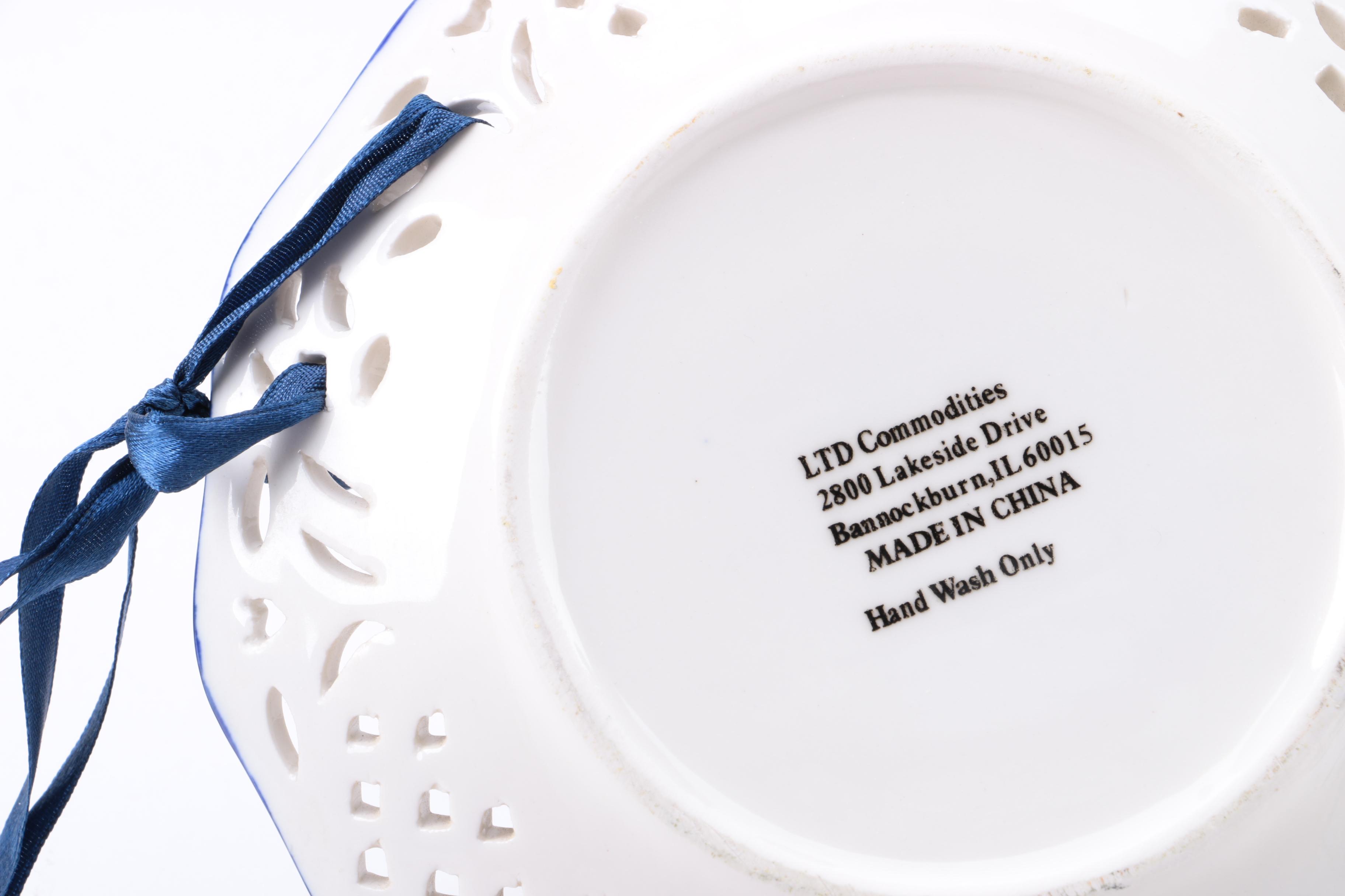 Blue and White Floral Ceramic Decorative Wall Plates