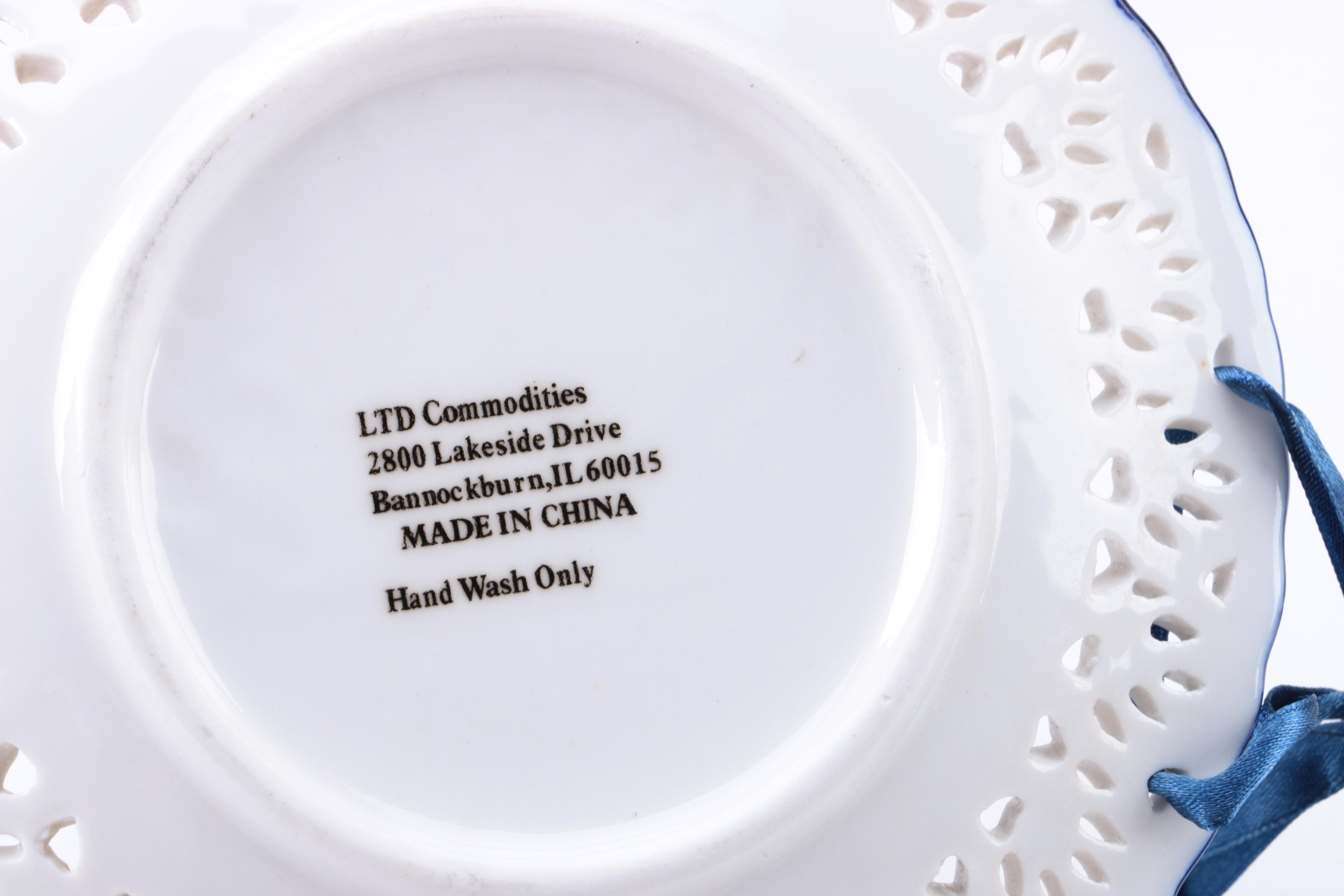 Blue and White Floral Ceramic Decorative Wall Plates