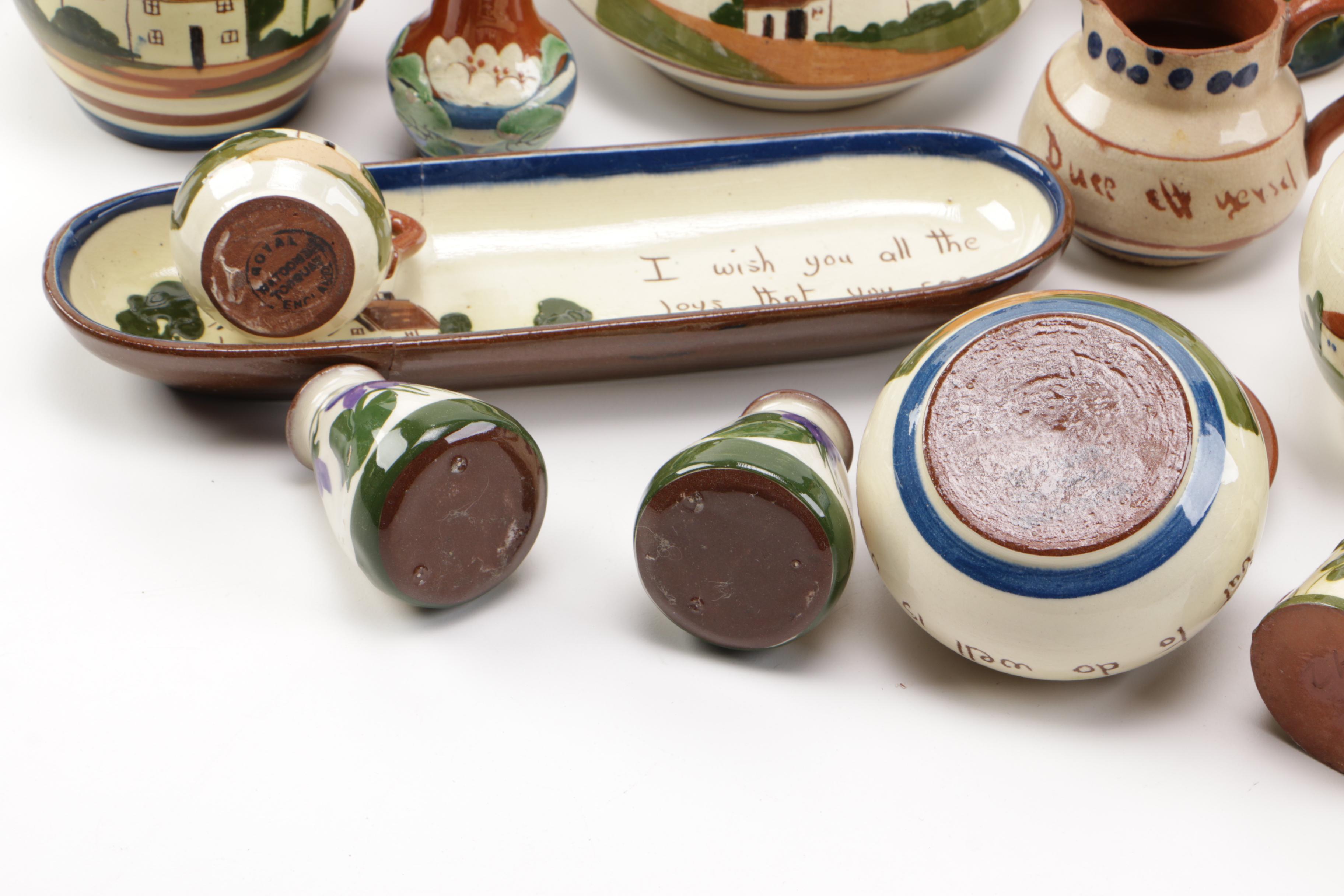 Collection of Watcombe Torquay Pottery "Motto Ware"