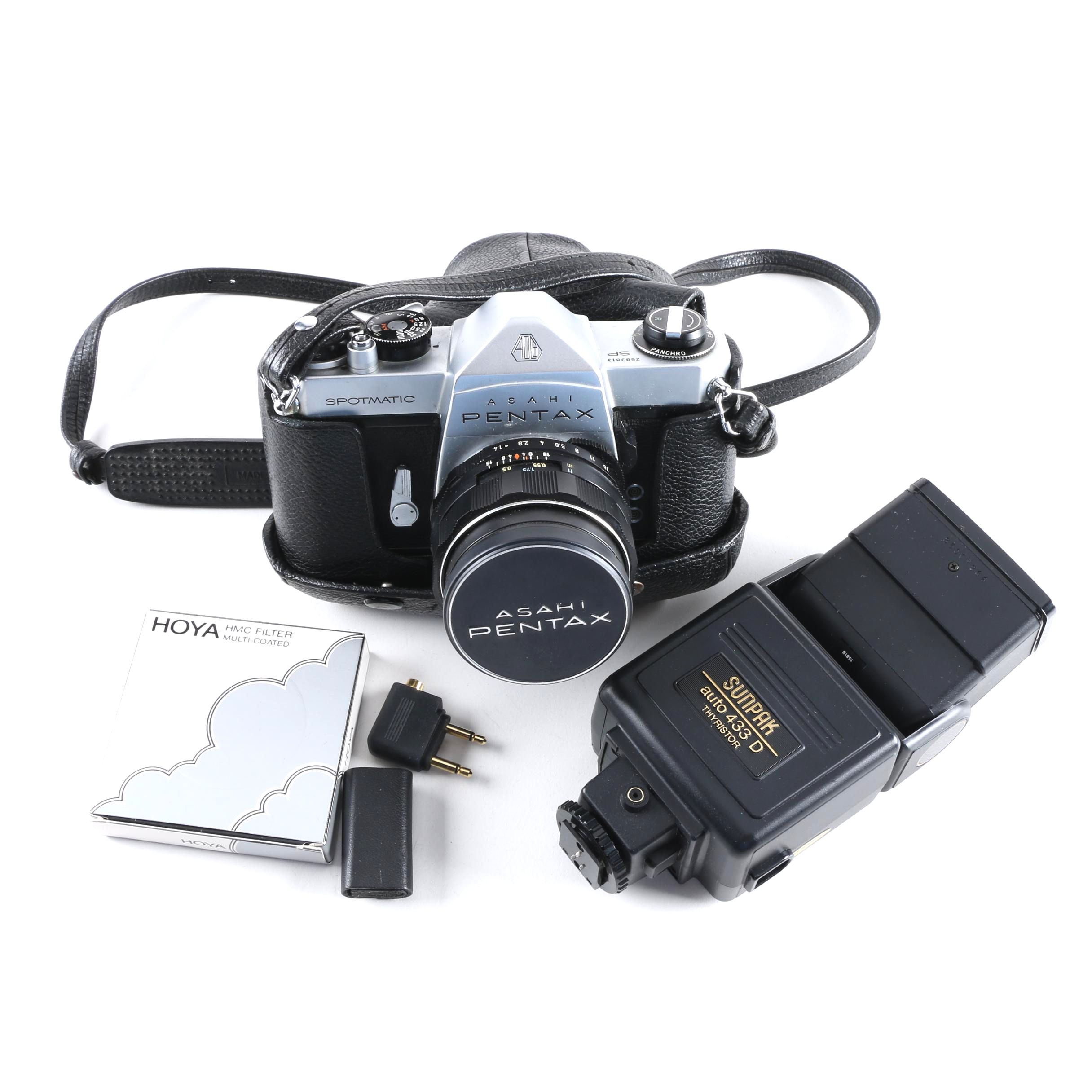 Pentax Asahi Spotmatic Camera And Sunpack Flash