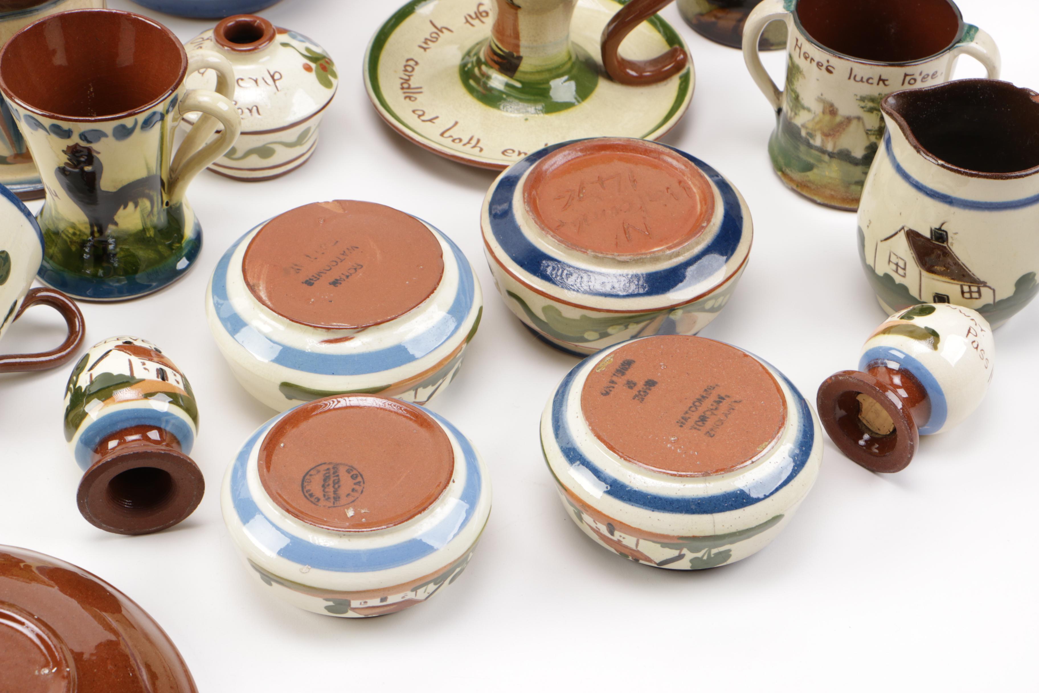 Collection of Watcombe Torquay Pottery "Motto Ware"