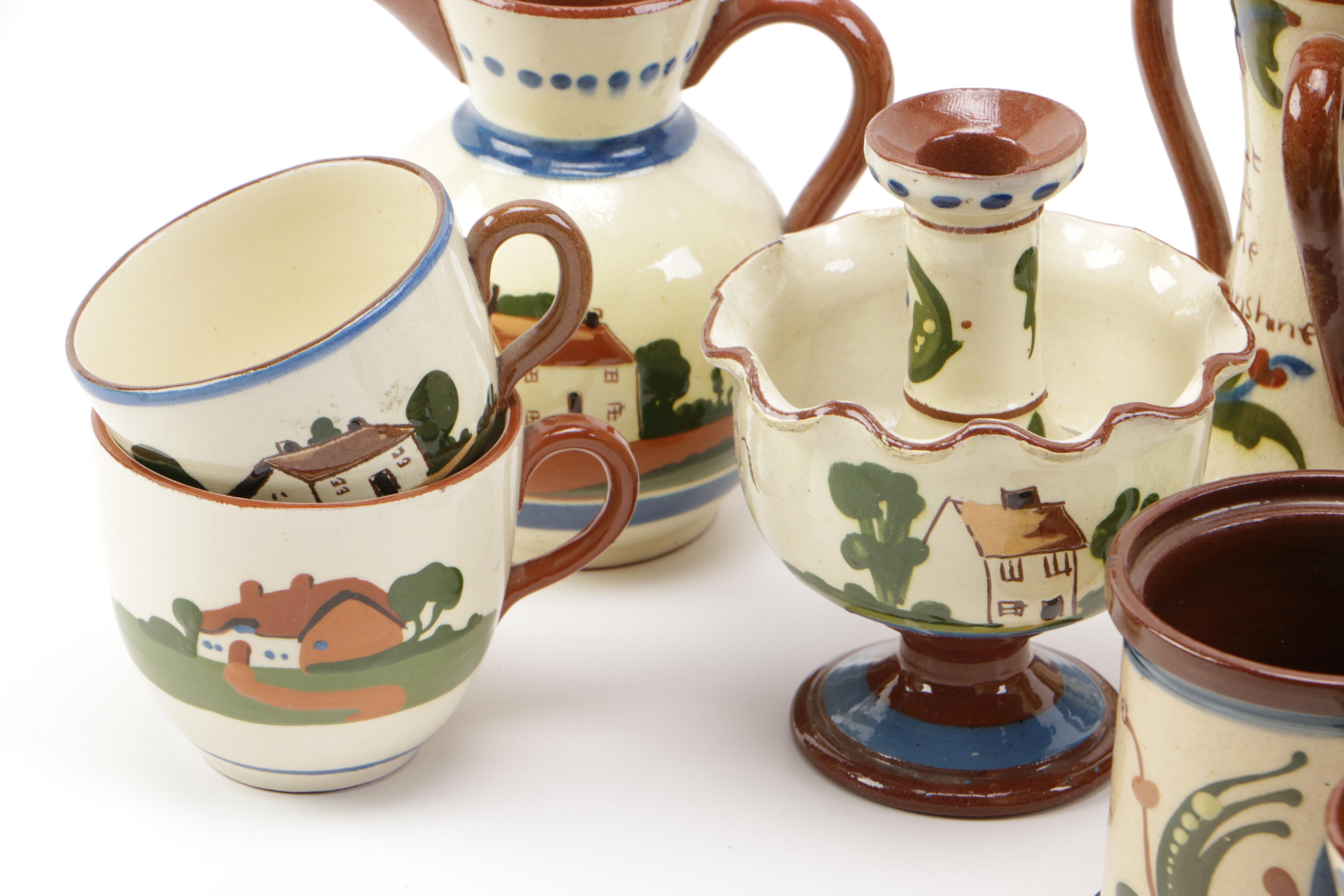 Collection of Watcombe Torquay Pottery "Motto Ware"