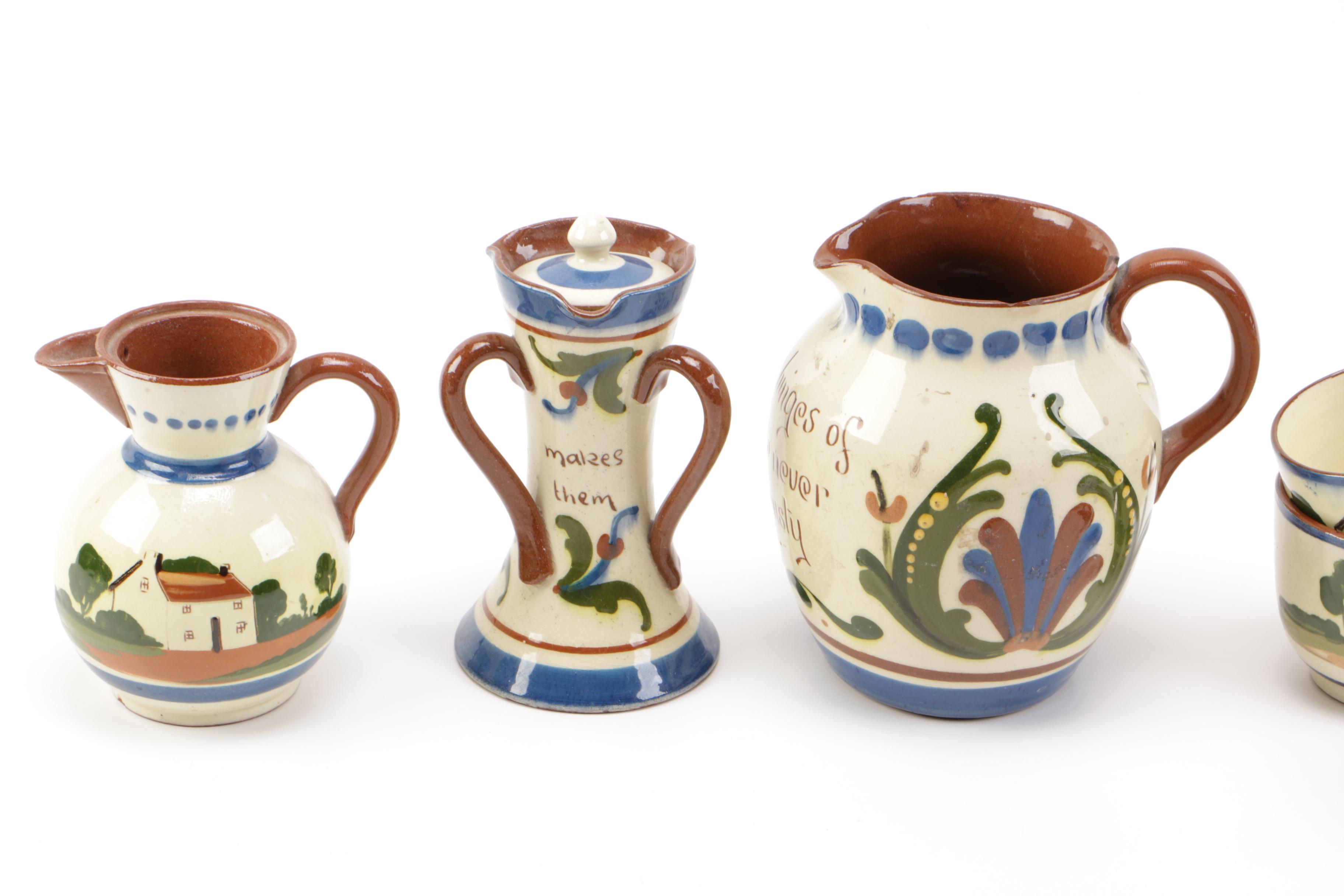 Collection of Watcombe Torquay Pottery "Motto Ware"