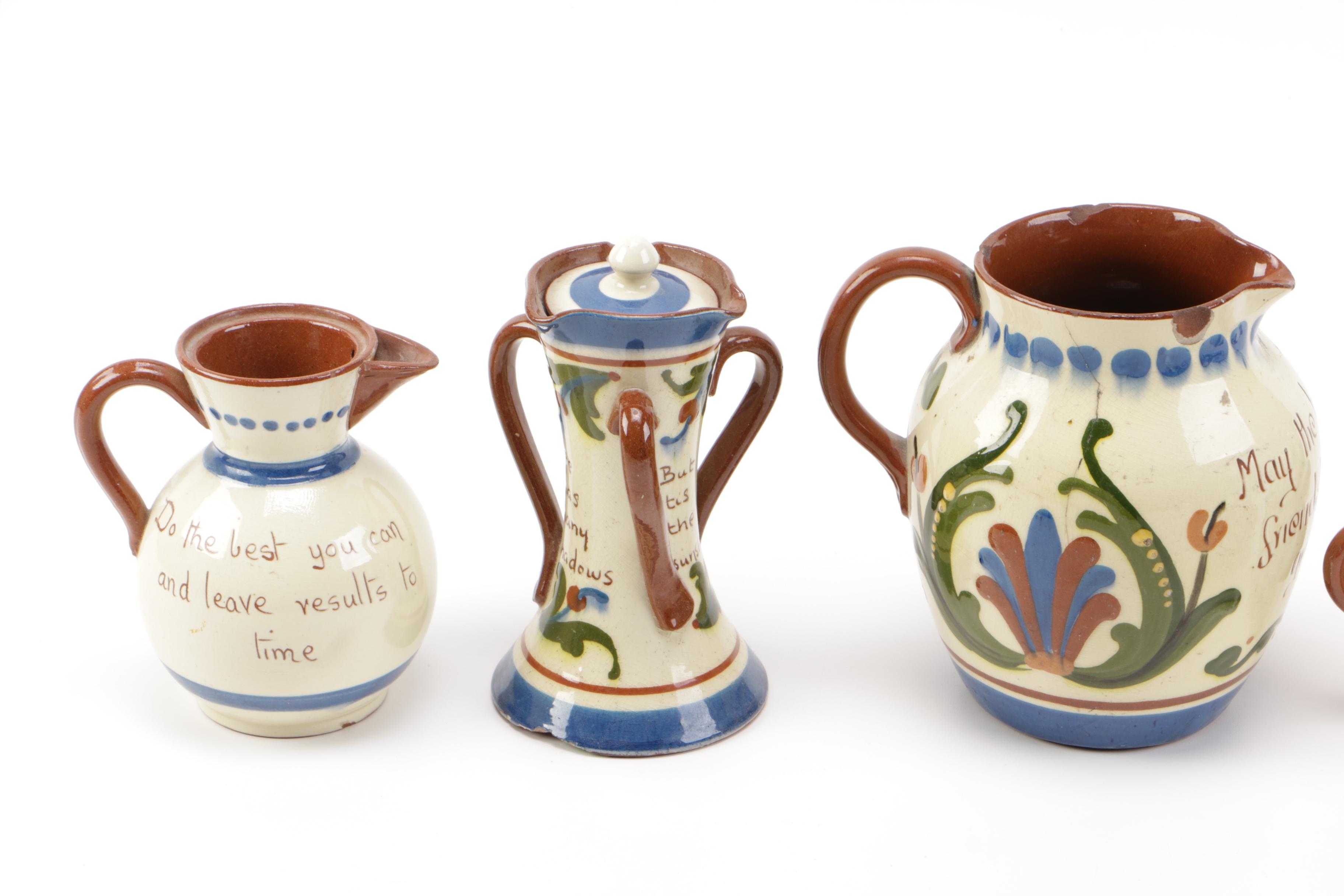 Collection of Watcombe Torquay Pottery "Motto Ware"