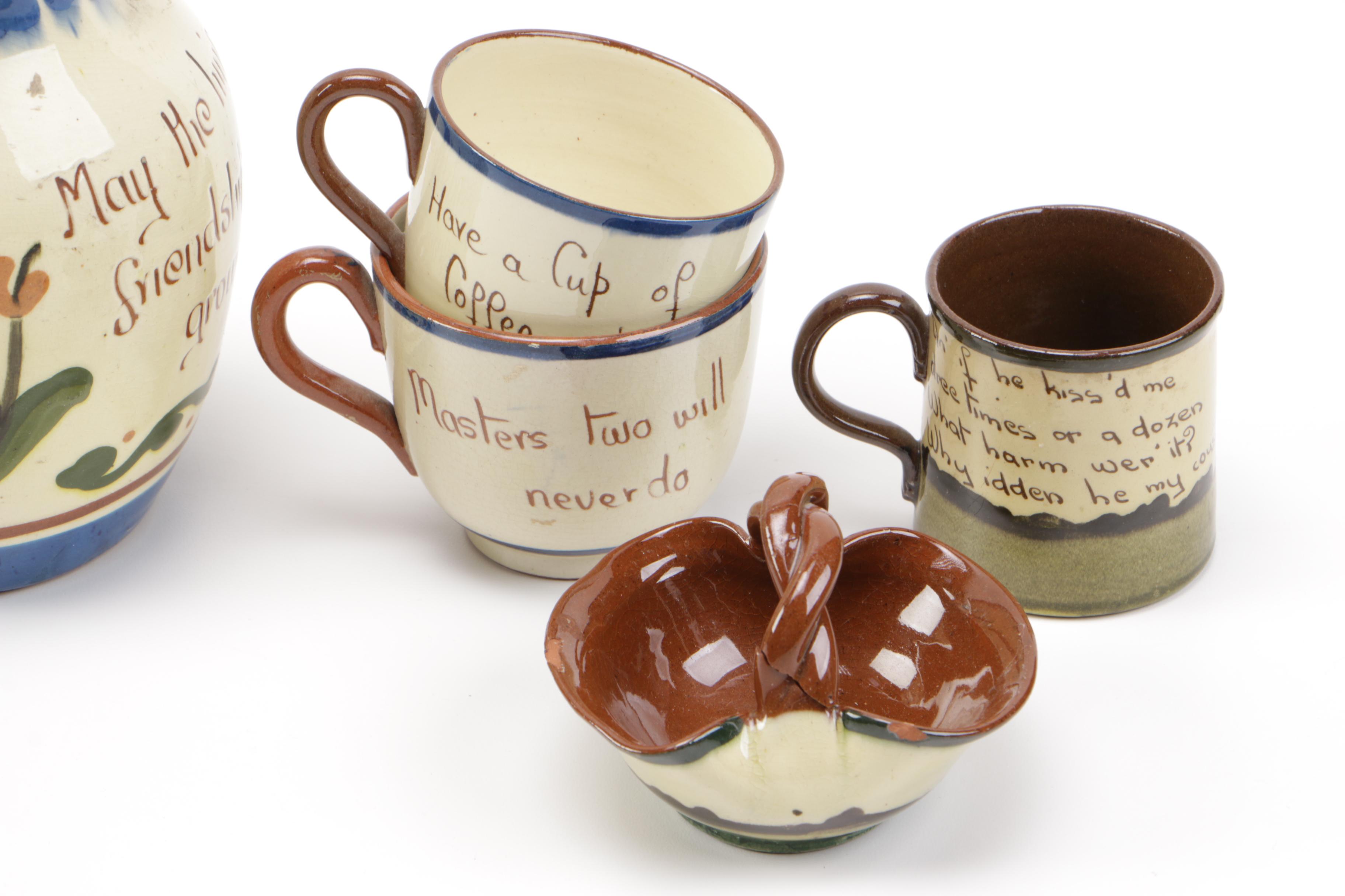 Collection of Watcombe Torquay Pottery "Motto Ware"