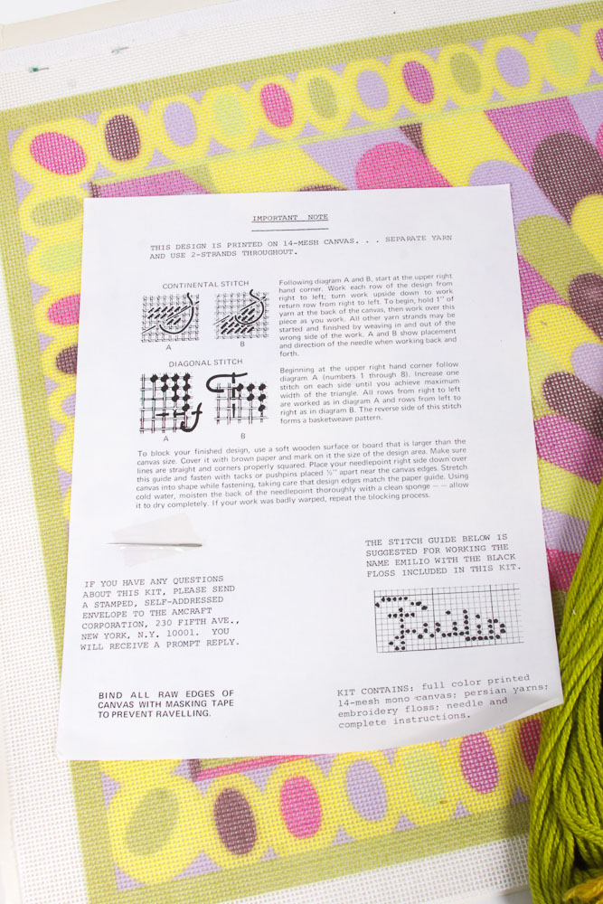 Vintage Emilio Pucci Needlepoint Kits