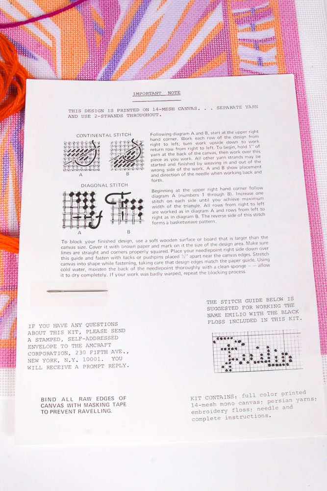 Vintage Emilio Pucci Needlepoint Kits