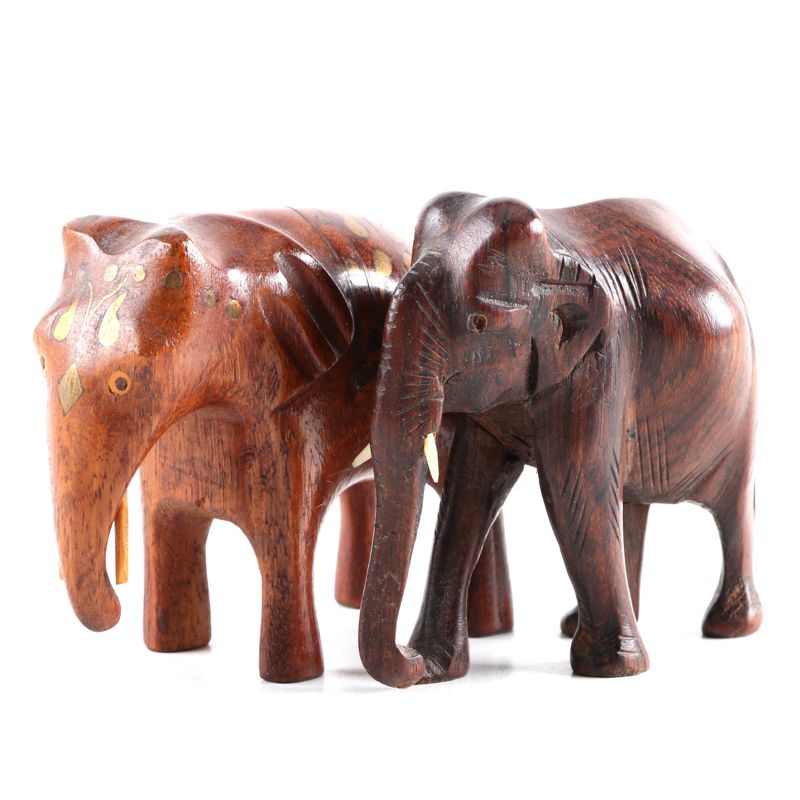 Pair of Carved Decorative Elephants