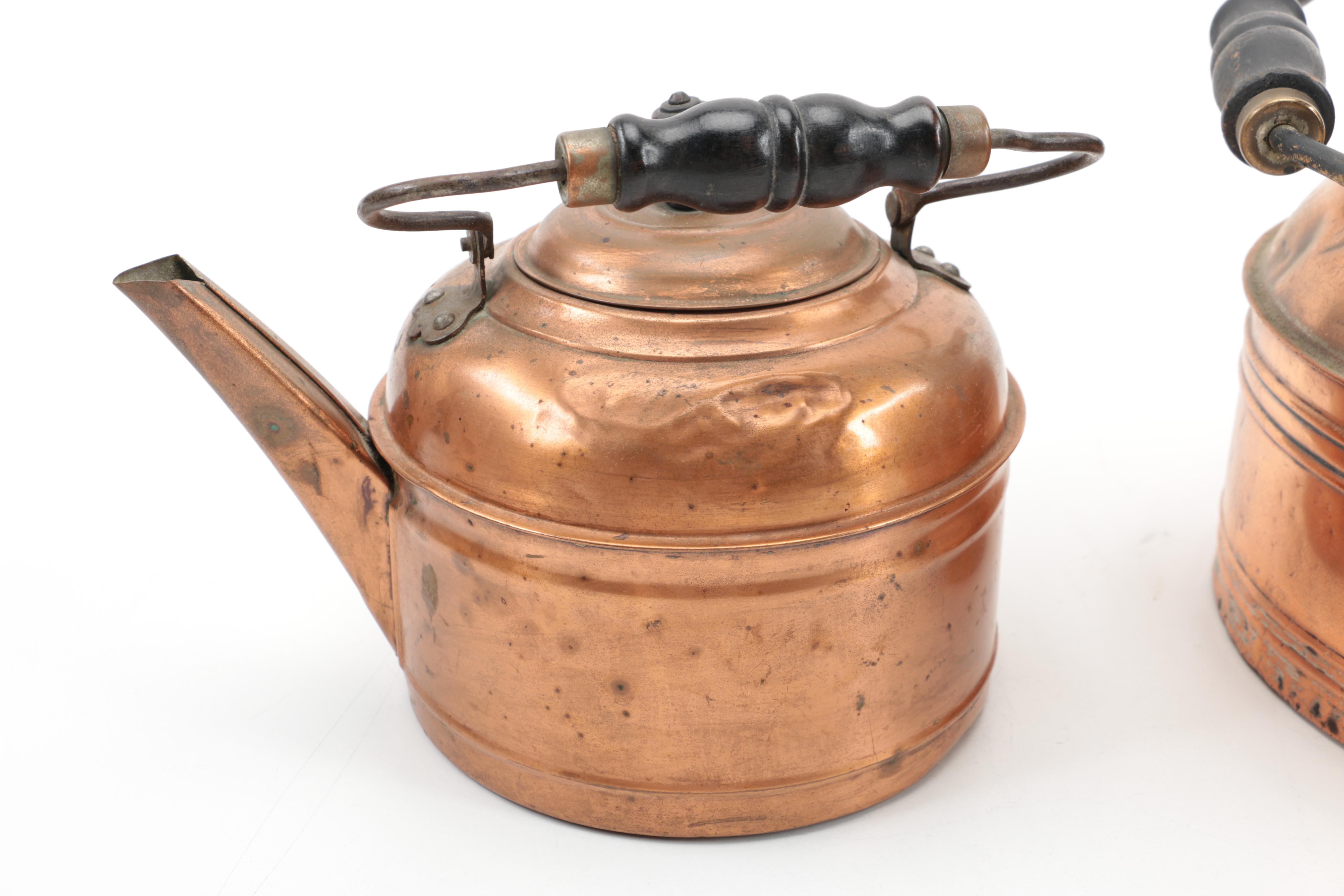 Vintage Copper Teapots and Kettles Including Manning & Bowman