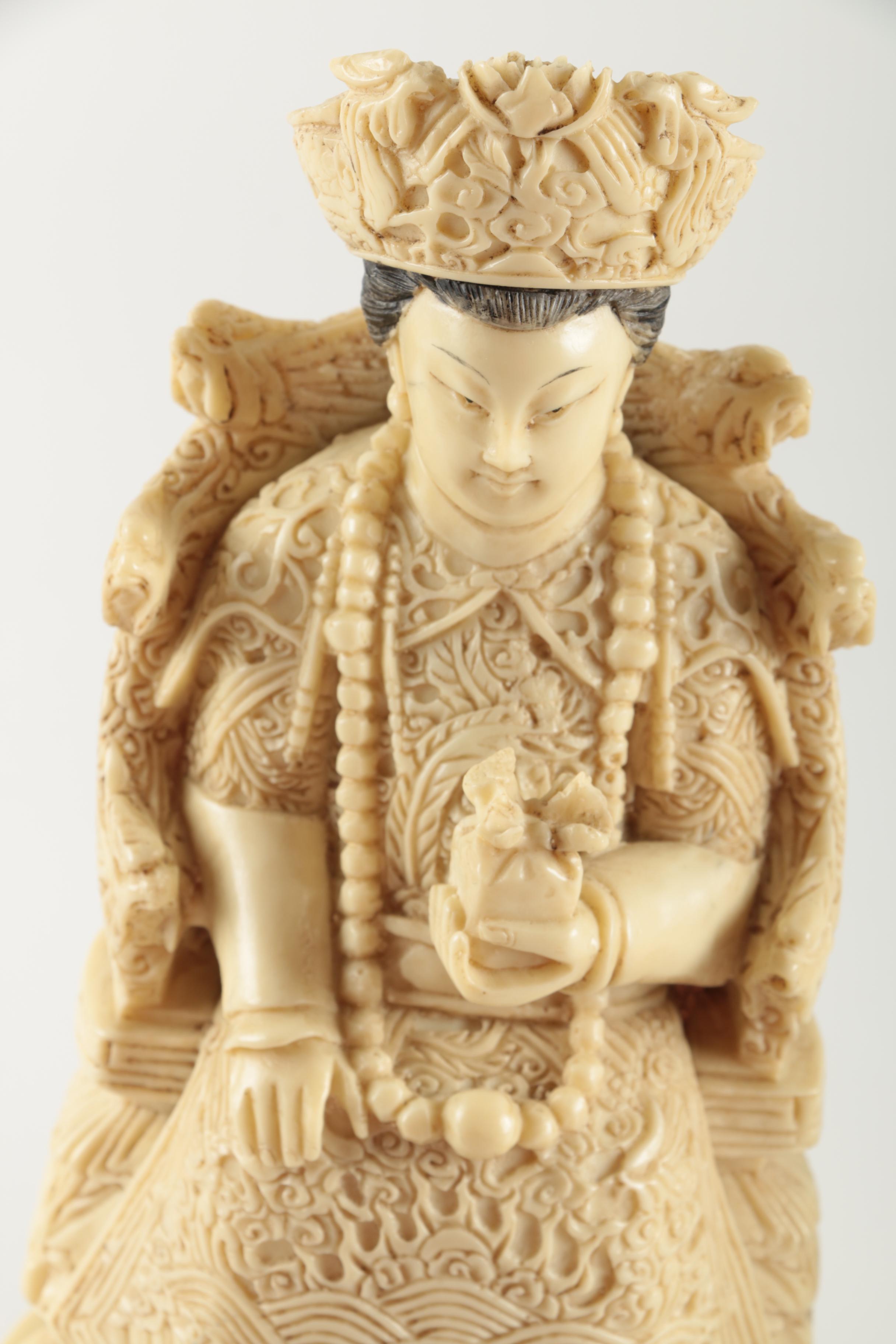 Resin Chinese Emperor and Empress Statuettes