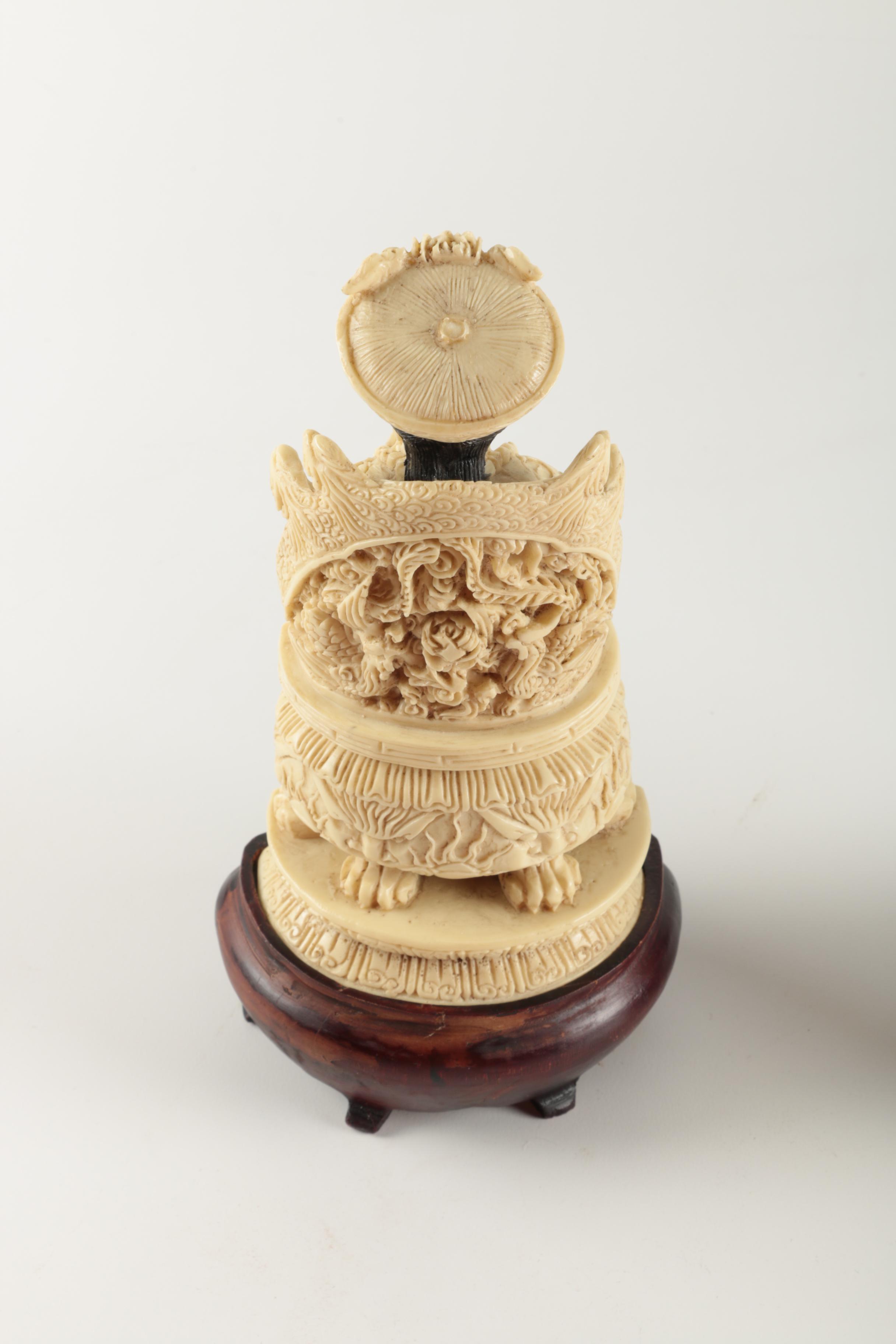 Resin Chinese Emperor and Empress Statuettes