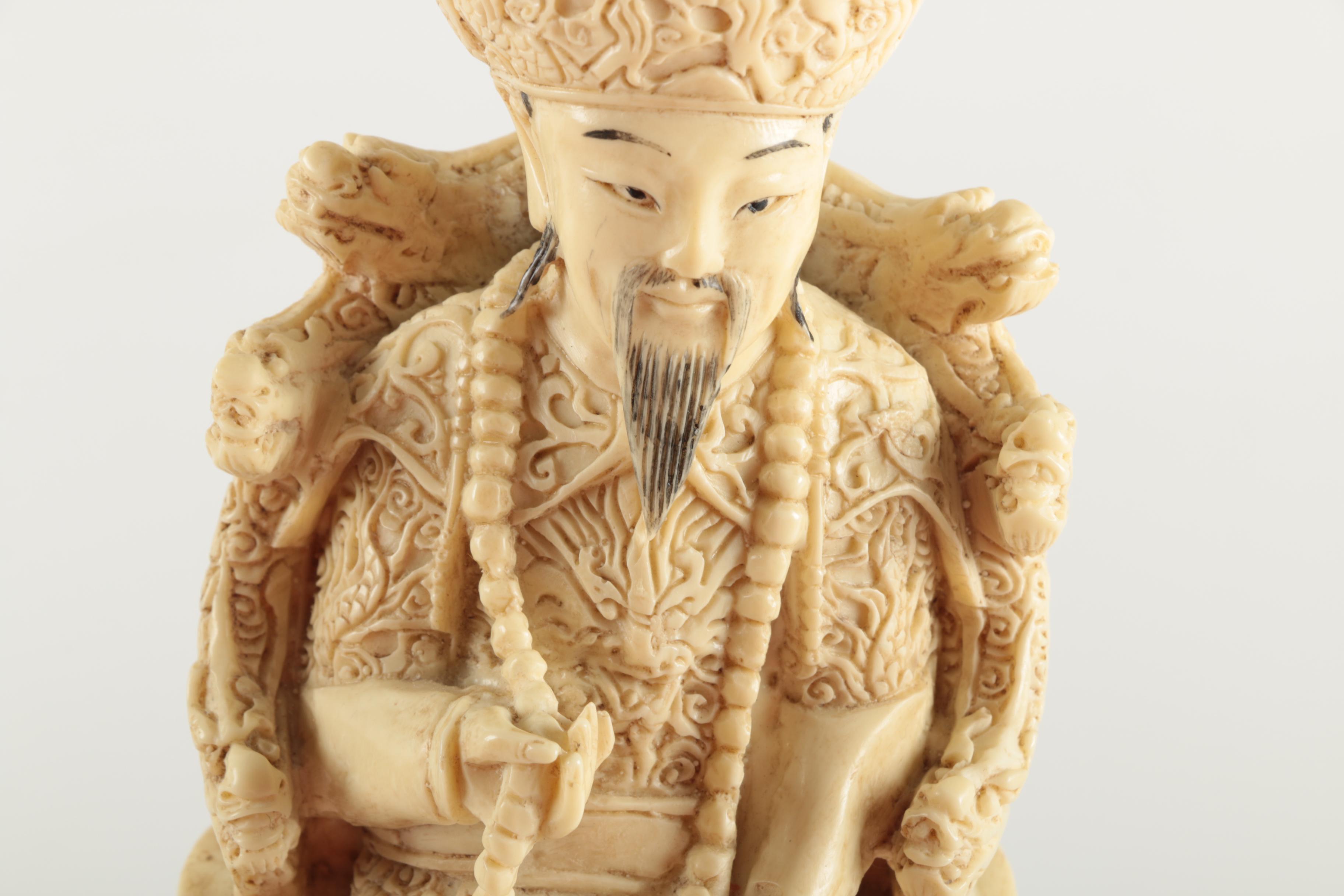 Resin Chinese Emperor and Empress Statuettes