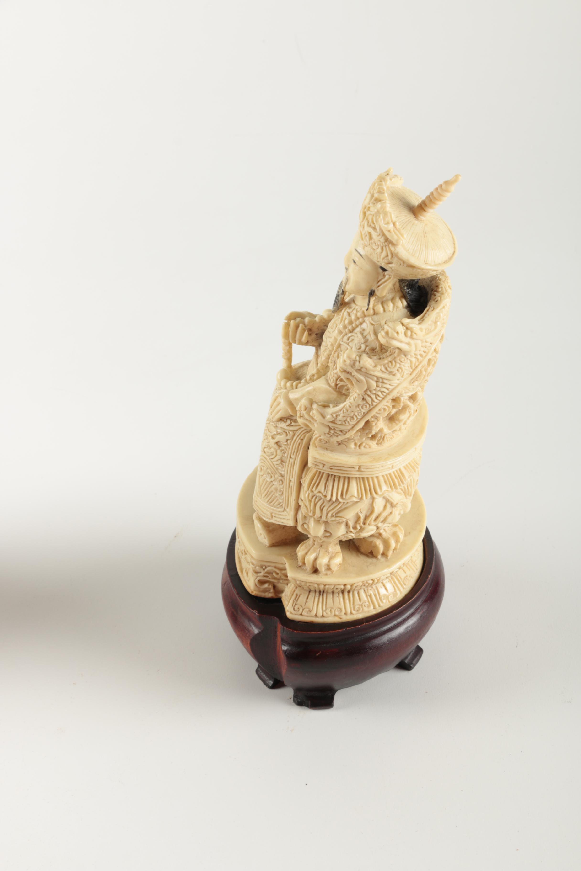 Resin Chinese Emperor and Empress Statuettes