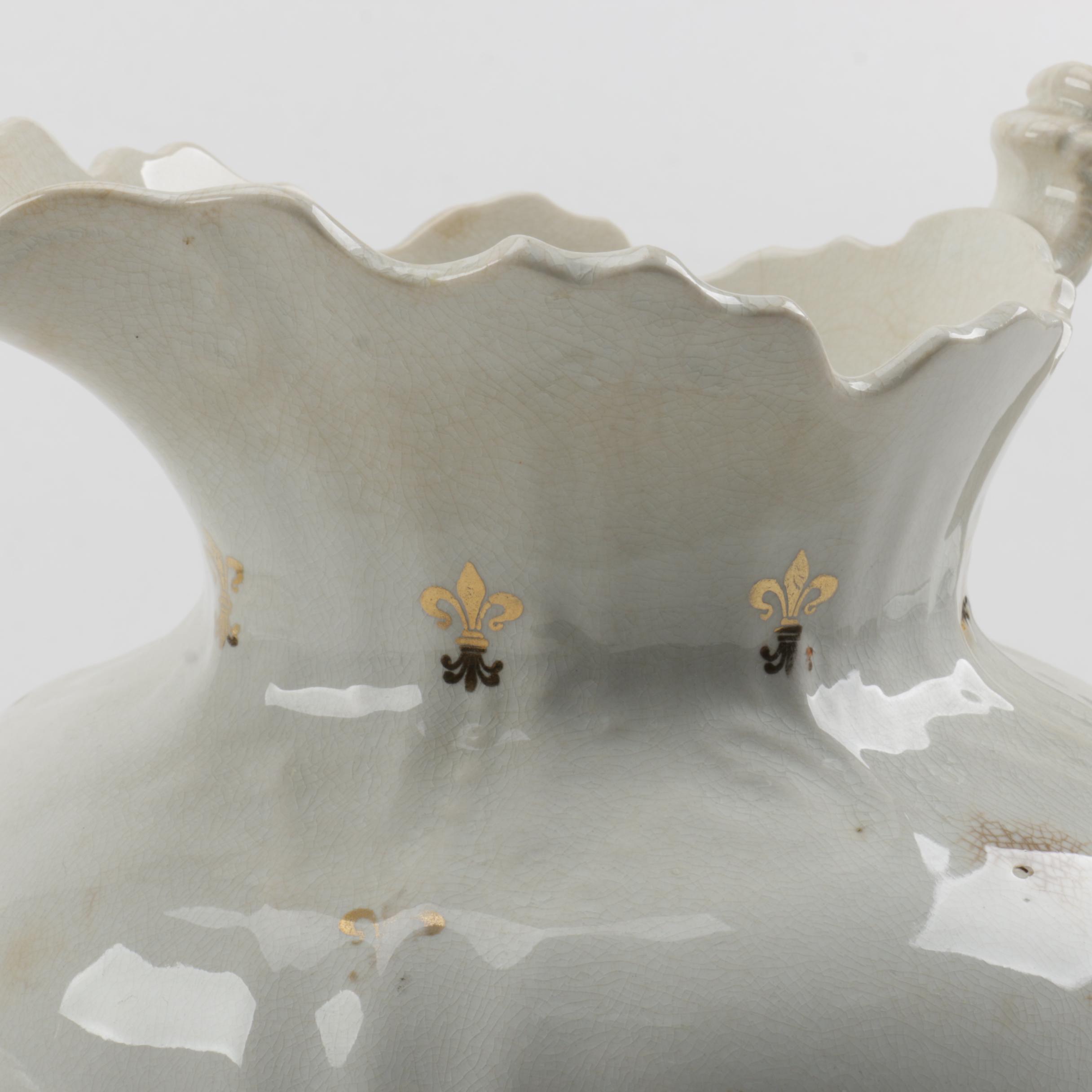 Vintage Semi-Porcelain Ewer and Basin Set