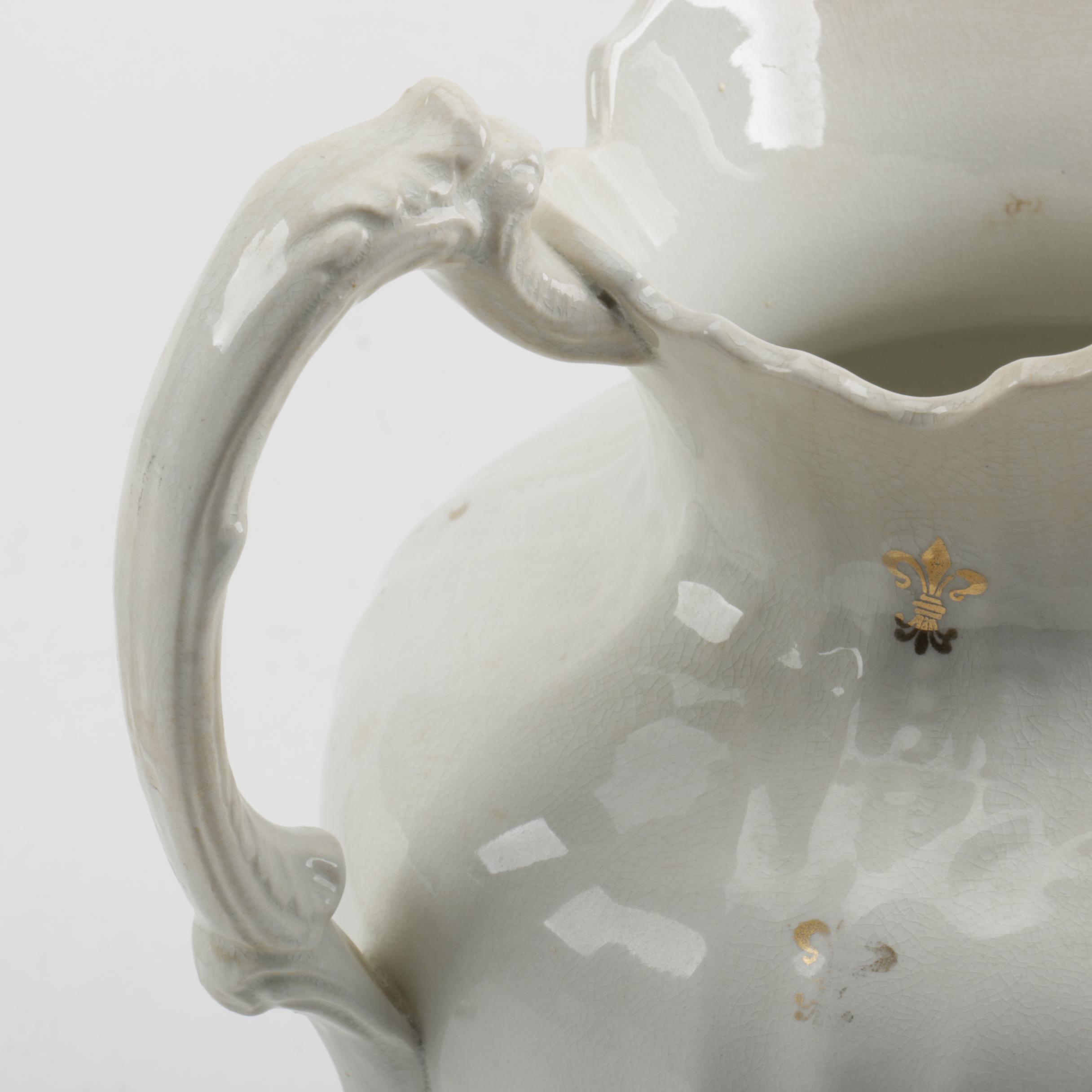 Vintage Semi-Porcelain Ewer and Basin Set