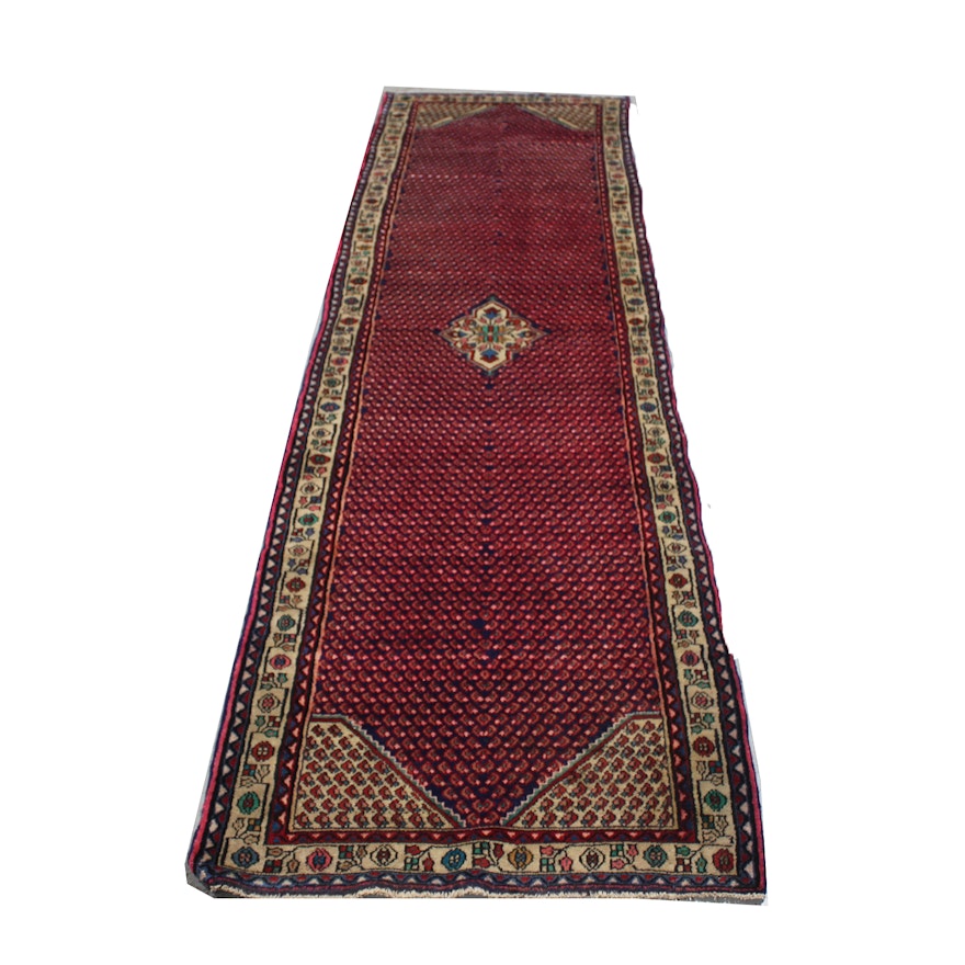 Hand-Knotted Persian Malayer Boteh Wool Runner