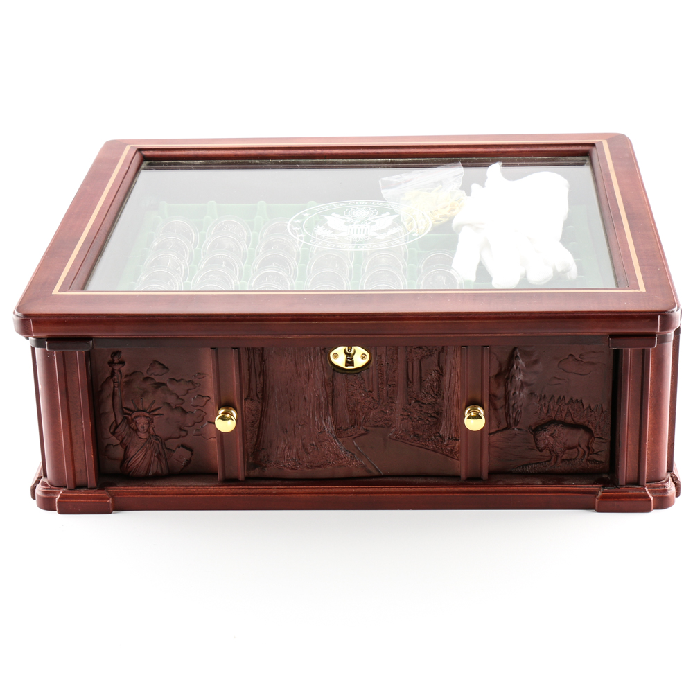 Wooden Display Chest of U.S. Statehood Quarters