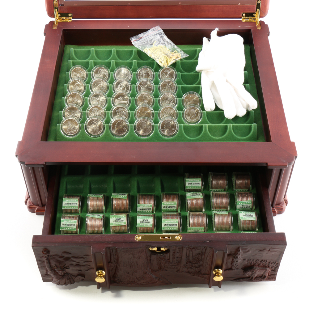 Wooden Display Chest of U.S. Statehood Quarters