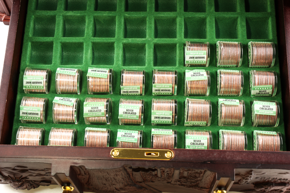 Wooden Display Chest of U.S. Statehood Quarters
