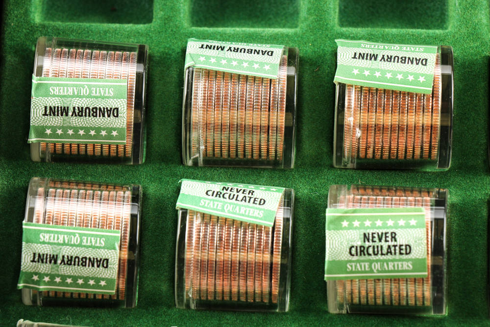 Wooden Display Chest of U.S. Statehood Quarters
