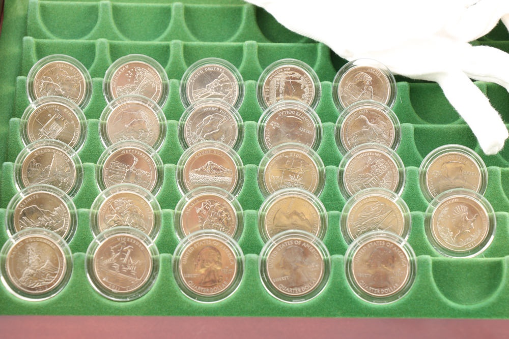 Wooden Display Chest of U.S. Statehood Quarters