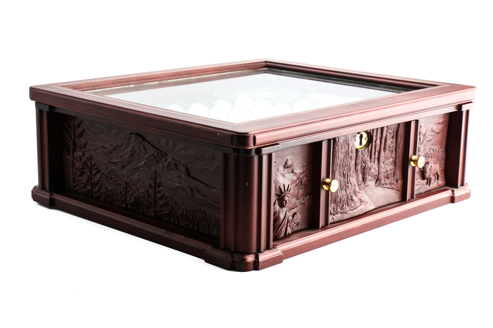 Wooden Display Chest of U.S. Statehood Quarters