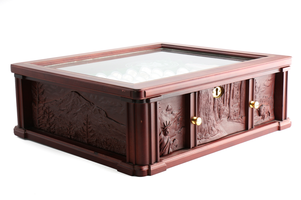 Wooden Display Chest of U.S. Statehood Quarters