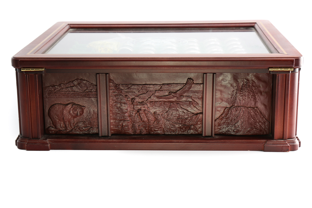 Wooden Display Chest of U.S. Statehood Quarters