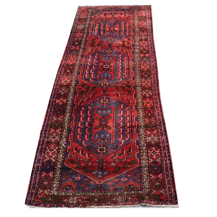 Hand-Knotted Persian Serapi Heriz Wool Runner