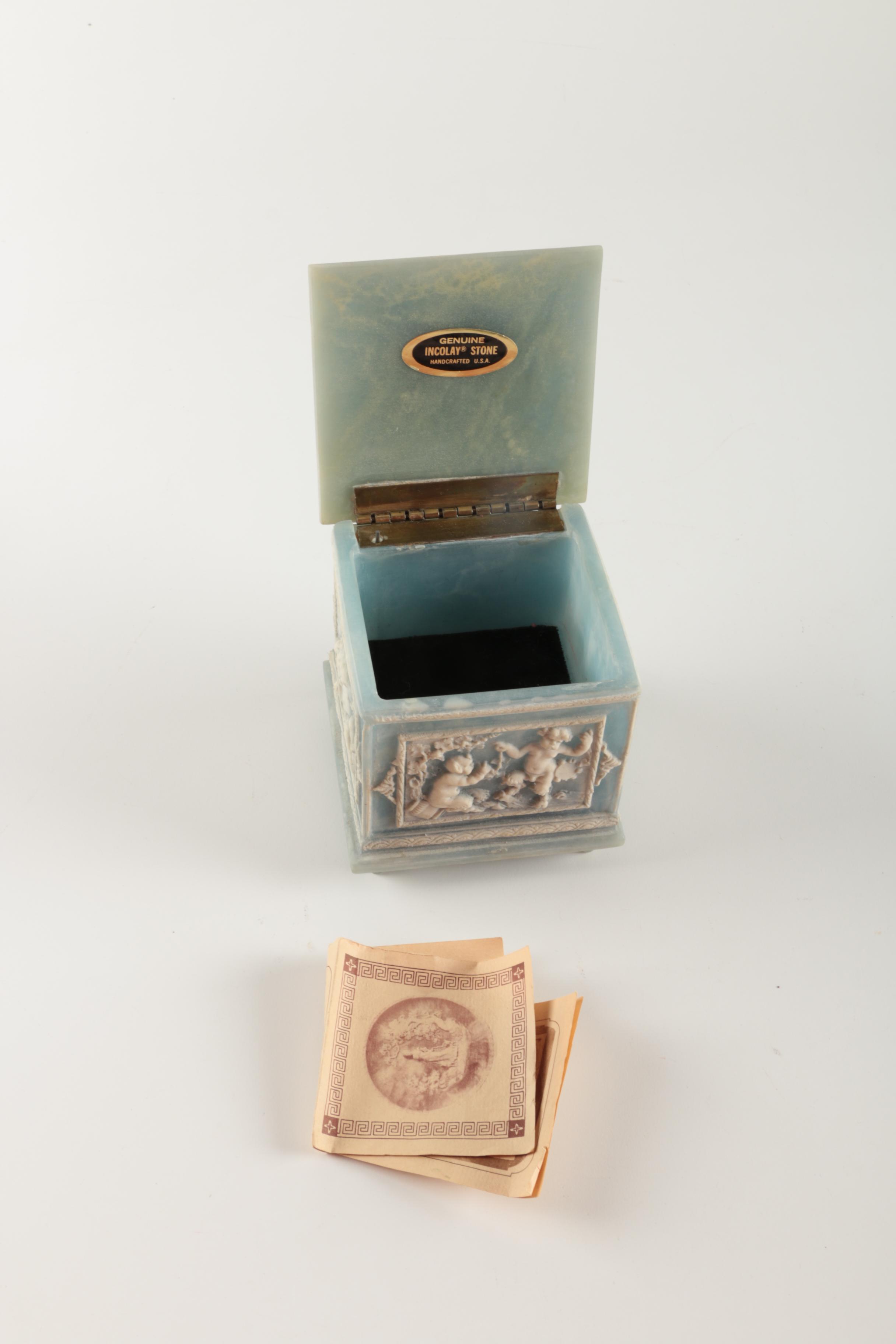 Vintage Incolay Resin Music Box